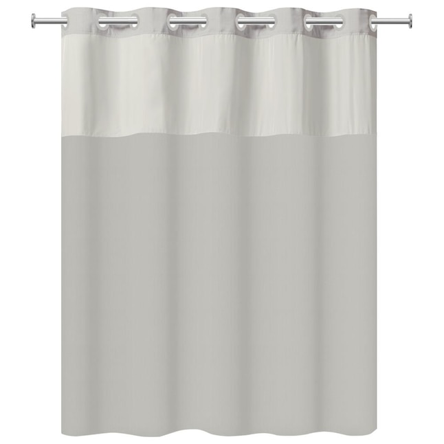 Polyester Shower Curtain And Liner Set, White Hookless Shower Curtain With Liner