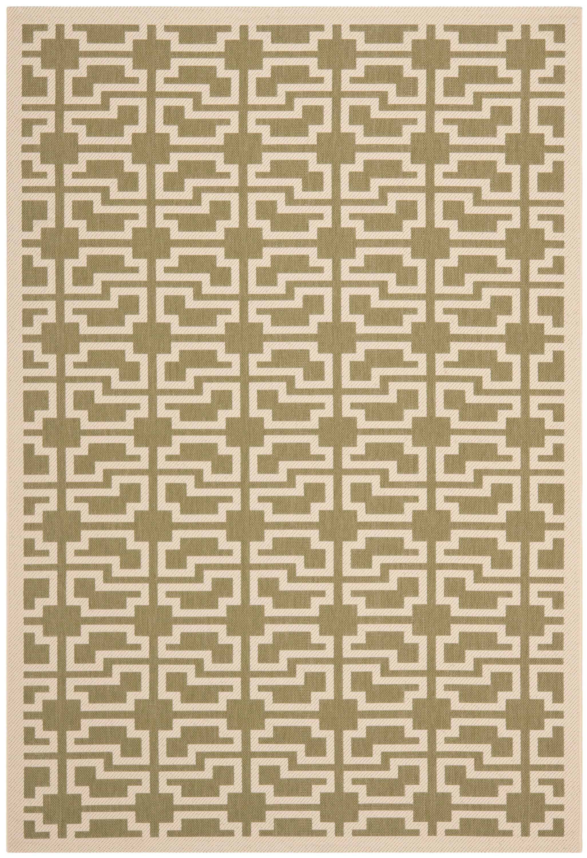 Safavieh CY6015-244-5 Courtyard Bandon 5 x 8 (ft) Loomed Polypropylene Green/Beige Rectangular Indoor/Outdoor Geometric Area rug
