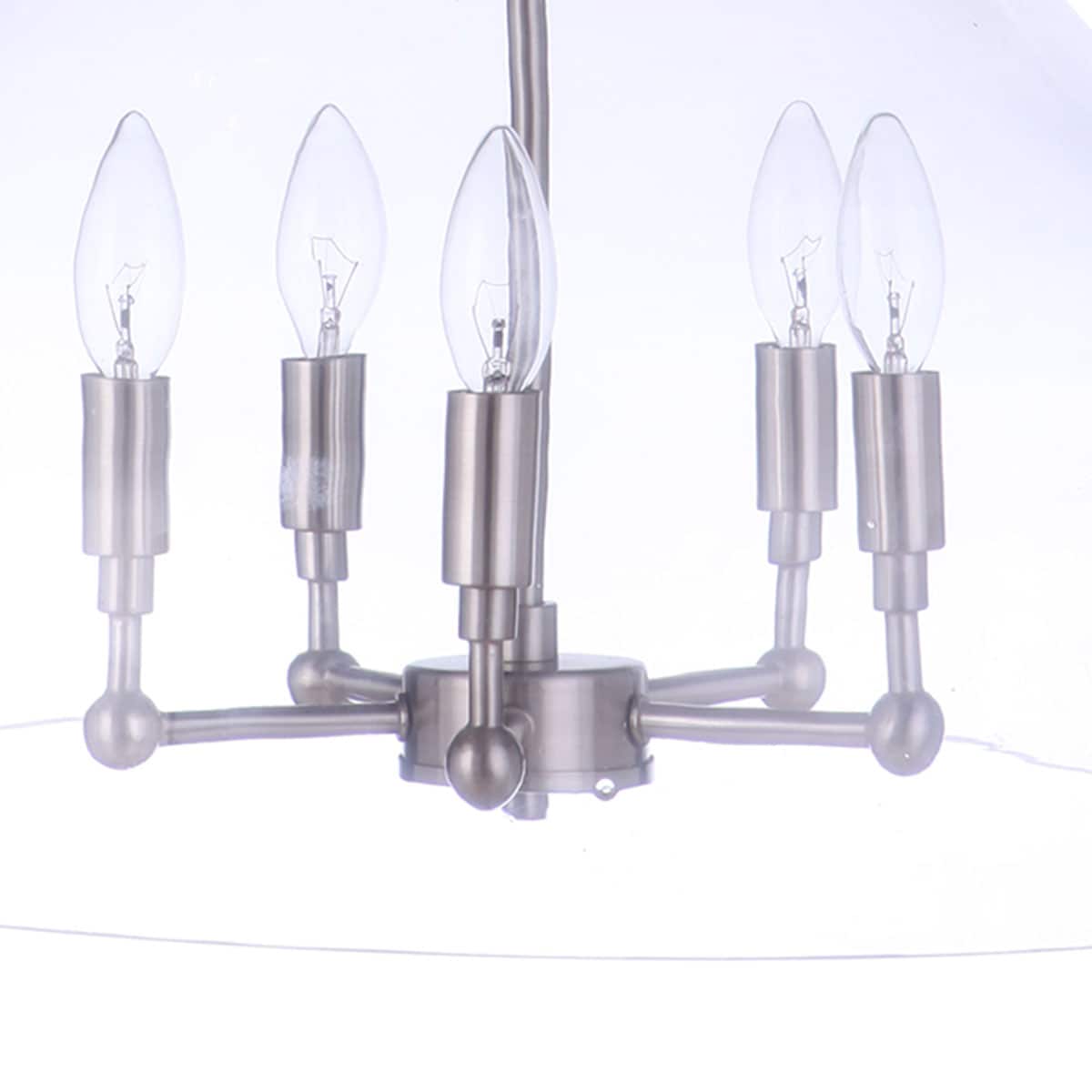 Chardonnay 5-Light Clear Glass Pendant with Brushed Nickel Finish