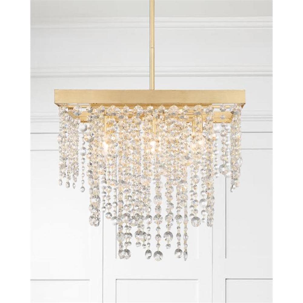 Mini Antique Gold Crystal Chandelier with Hand Cut Strands