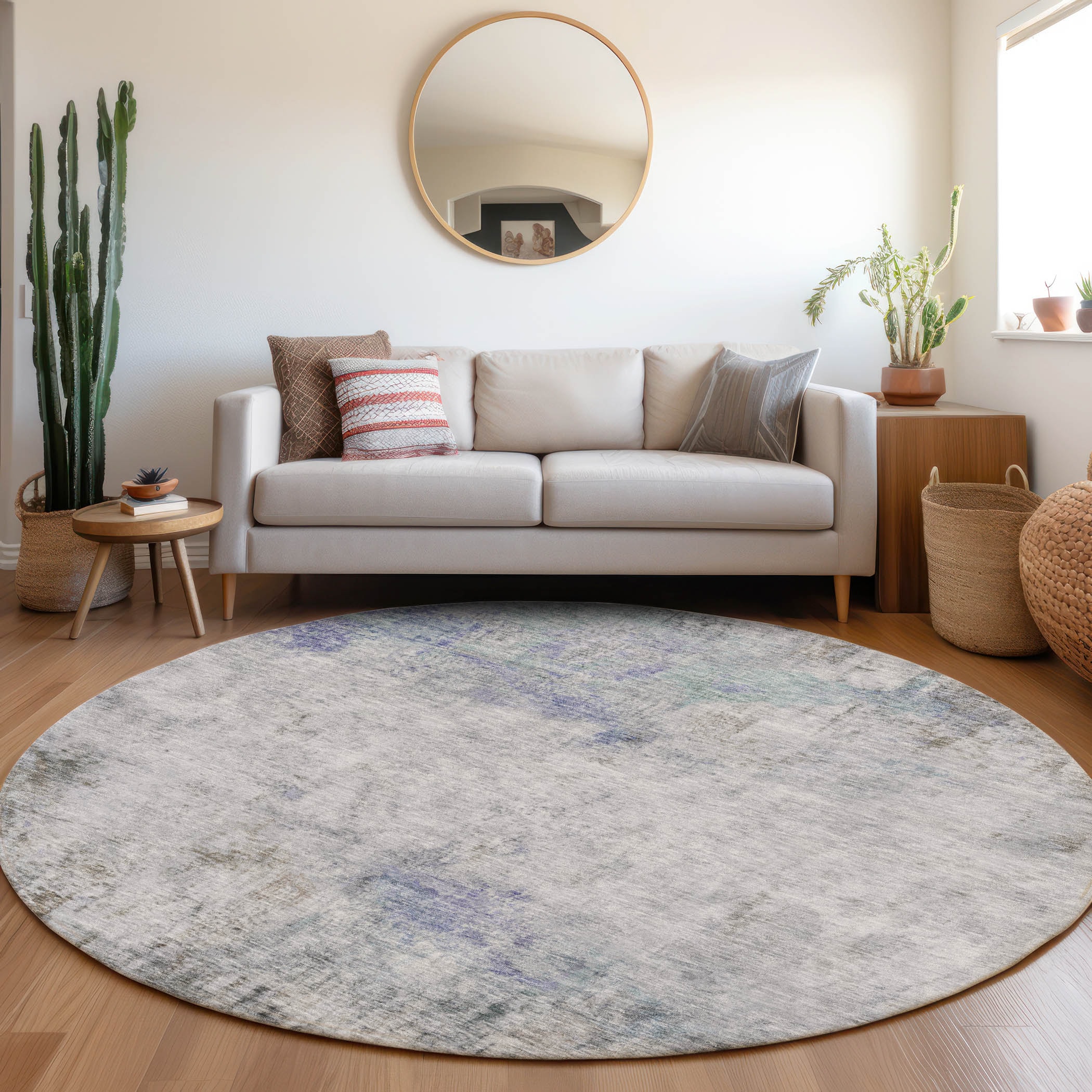 Addison Rugs ACN1232BR8RO Chantille ACN1232BR 8 x 8 (ft) Polyester Brown Round Indoor/Outdoor Geometric Machine washable Area rug