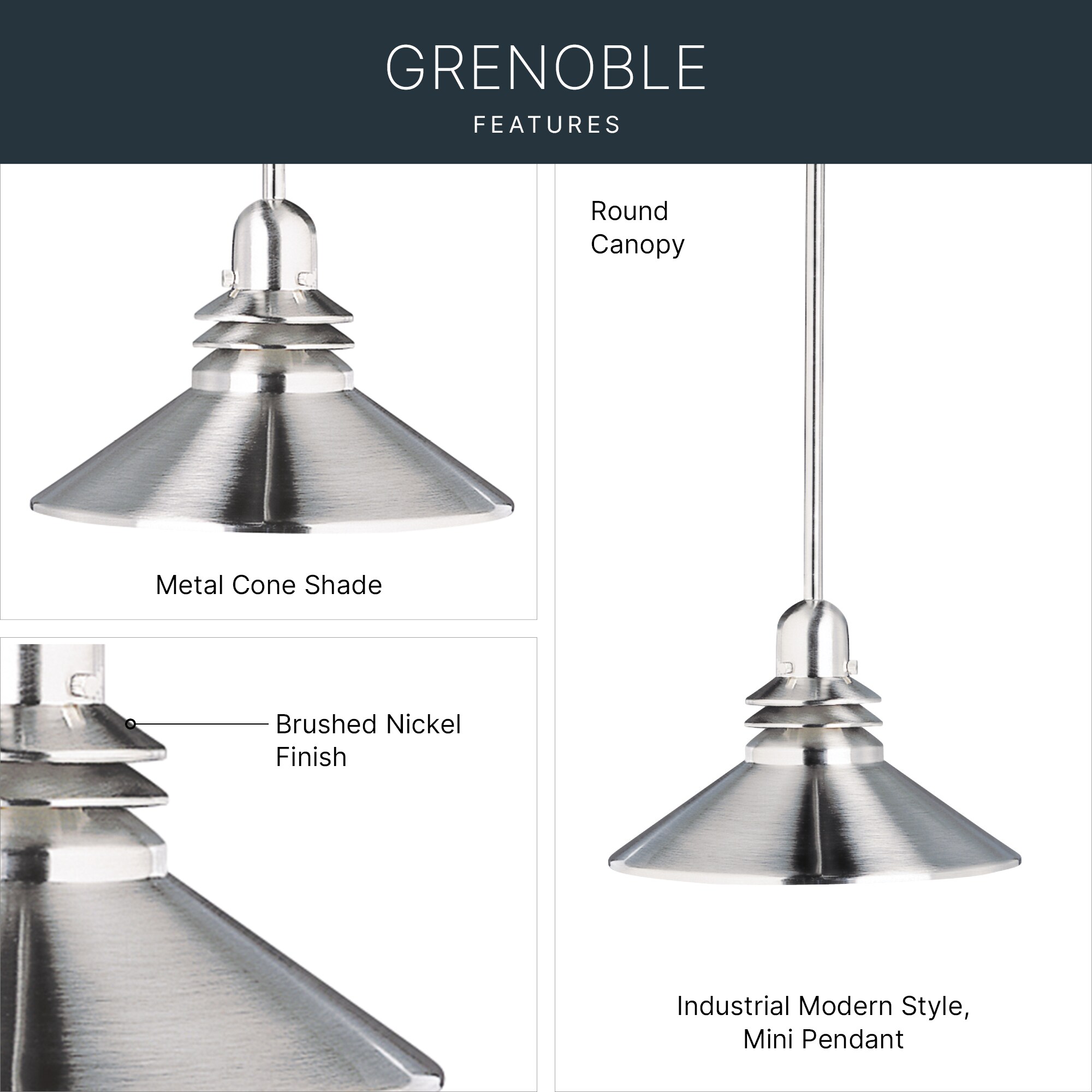 Kichler Grenoble Brushed Nickel Transitional Warehouse Medium