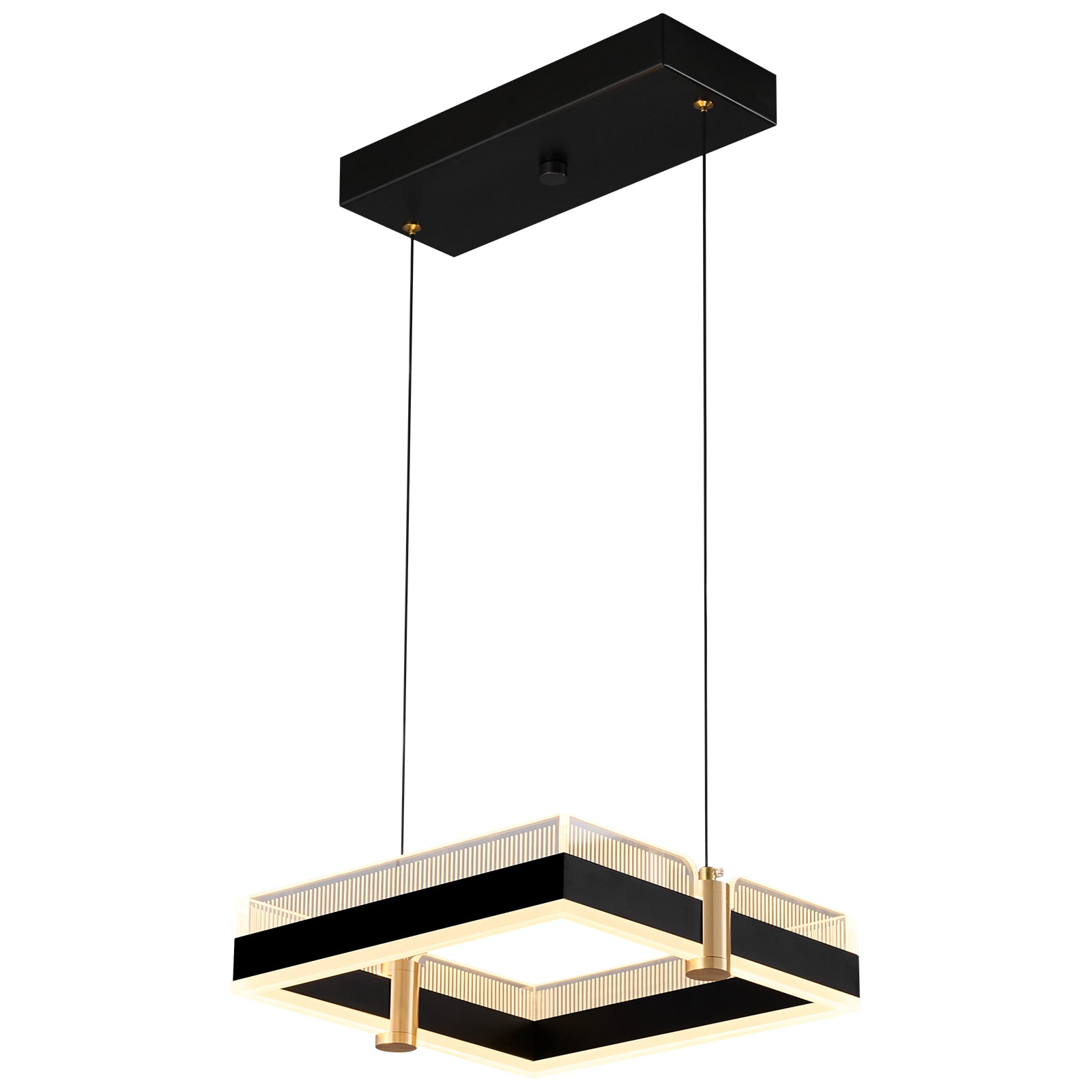 ZHLLMQ Modern 1 Light Black Gold Series Square LED Integrated 11.61 Inch Hardwired Pendant Ceiling Light for Kitchen Bedroom