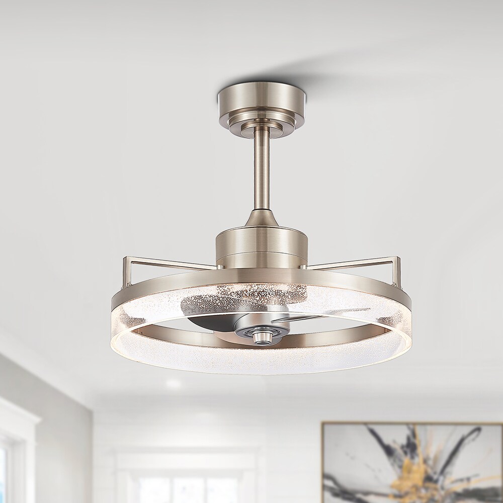 Breezary Fandelier 20-in Satin Nickle Indoor Cage Ceiling Fan with 