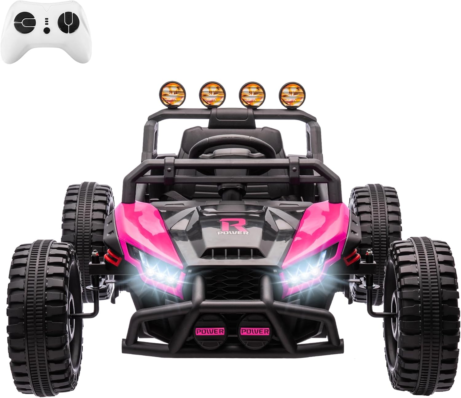 Qeetex TCPTO334DSNYD 24V 2WD Single Seat Kids UTV Ride On Toy Remote Control LED Lights MP3 Player Pink For Ages 3 Plus