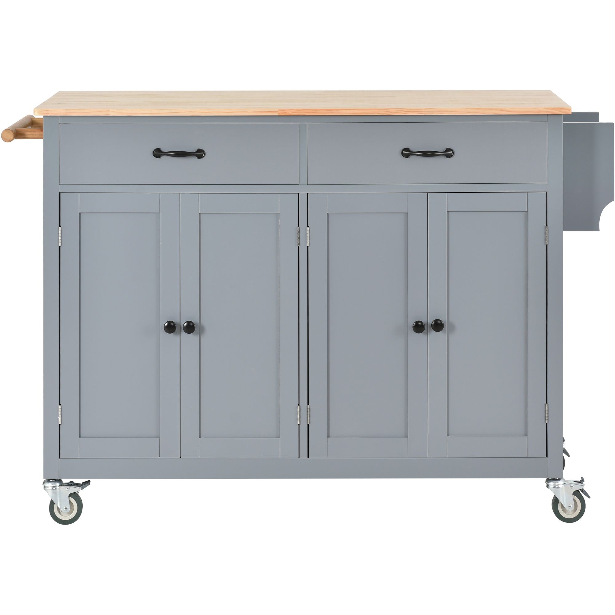 Nestfair Gray Wood Base With Mdf Wood Top Rolling Kitchen Island (18.5 