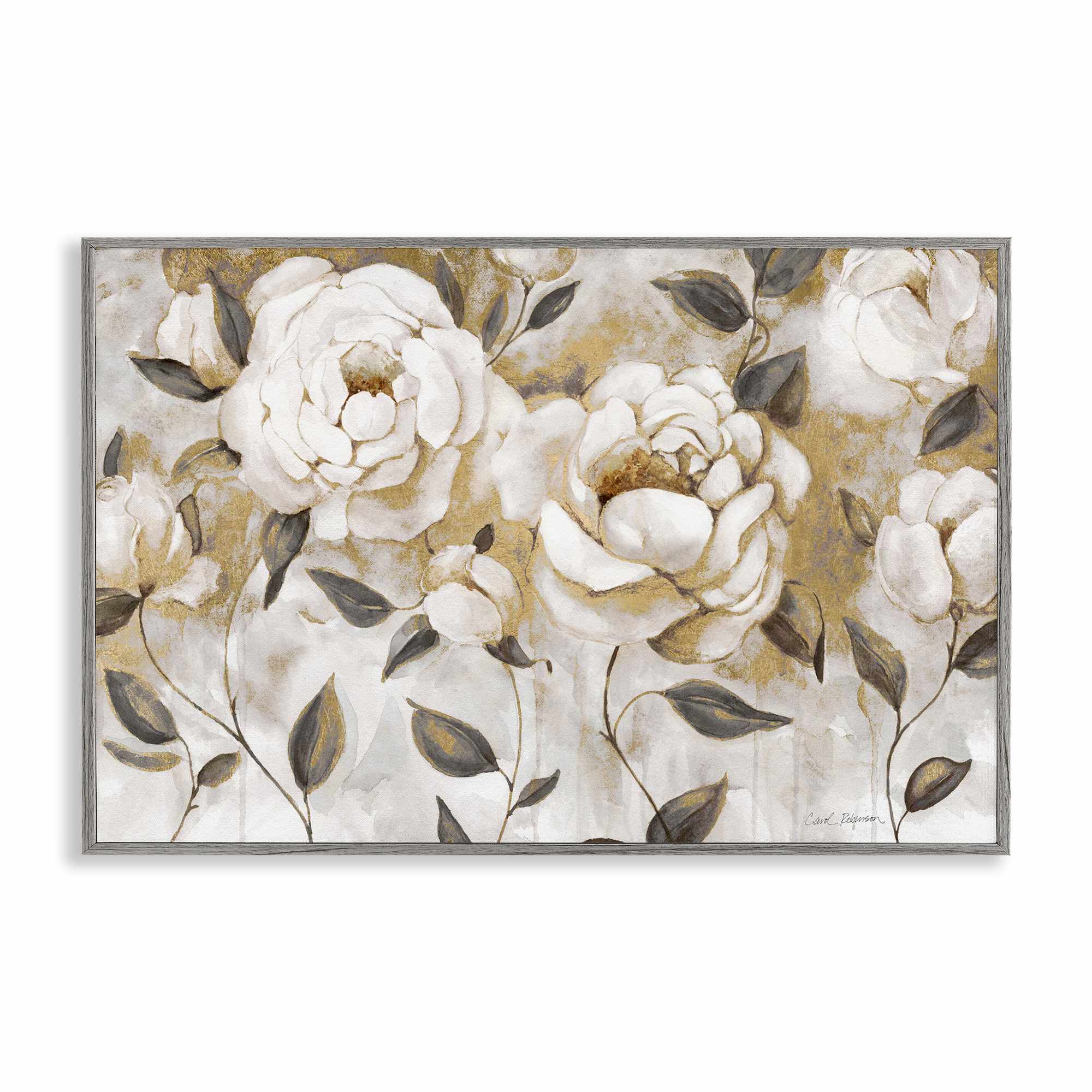 Stupell Industries BS-277-GFF-20X30 Warm Neutral Flowers Gray Framed Giclee Art By Carol Robinson 30 x 20