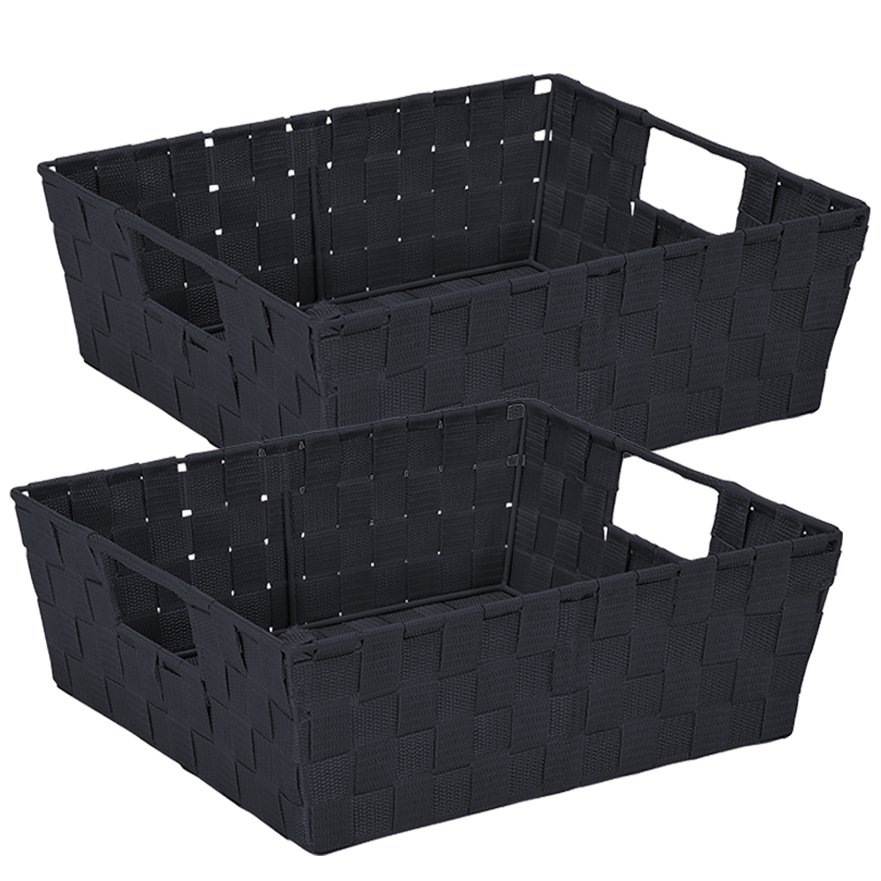 Set of 3 Square 13.5x13.5cm Plastic Office Storage Basket 