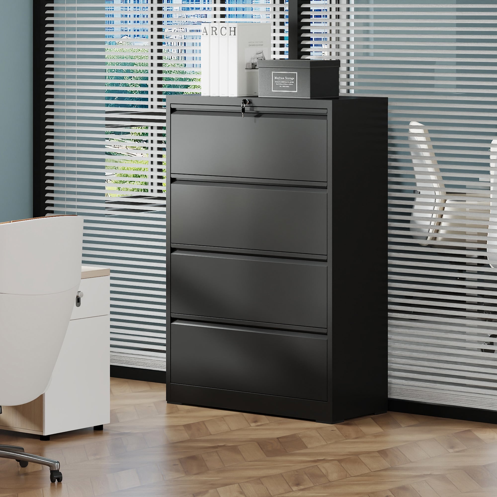 Tatayosi JL5P332126 4 Drawer Lateral File Cabinet with Lock Tall Heavy-Duty Metal Filing Cabinet for Home Office Space-Saving Wide Storage for Letter/Legal/A4/F4 Quiet Full-Extension Slides