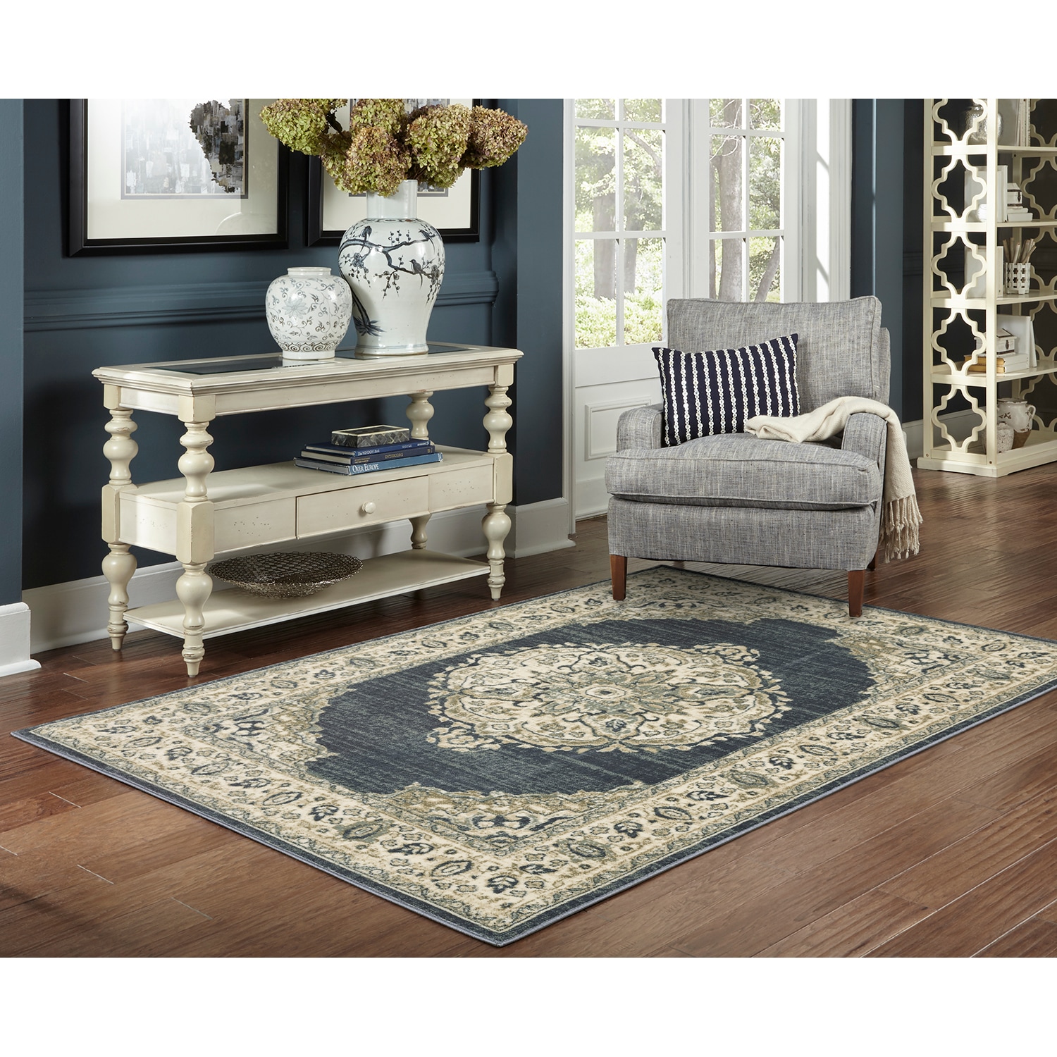 allen + roth with STAINMASTER 2 X 3 (ft) Teal Indoor/Outdoor  Floral/Botanical Throw Rug in the Rugs department at