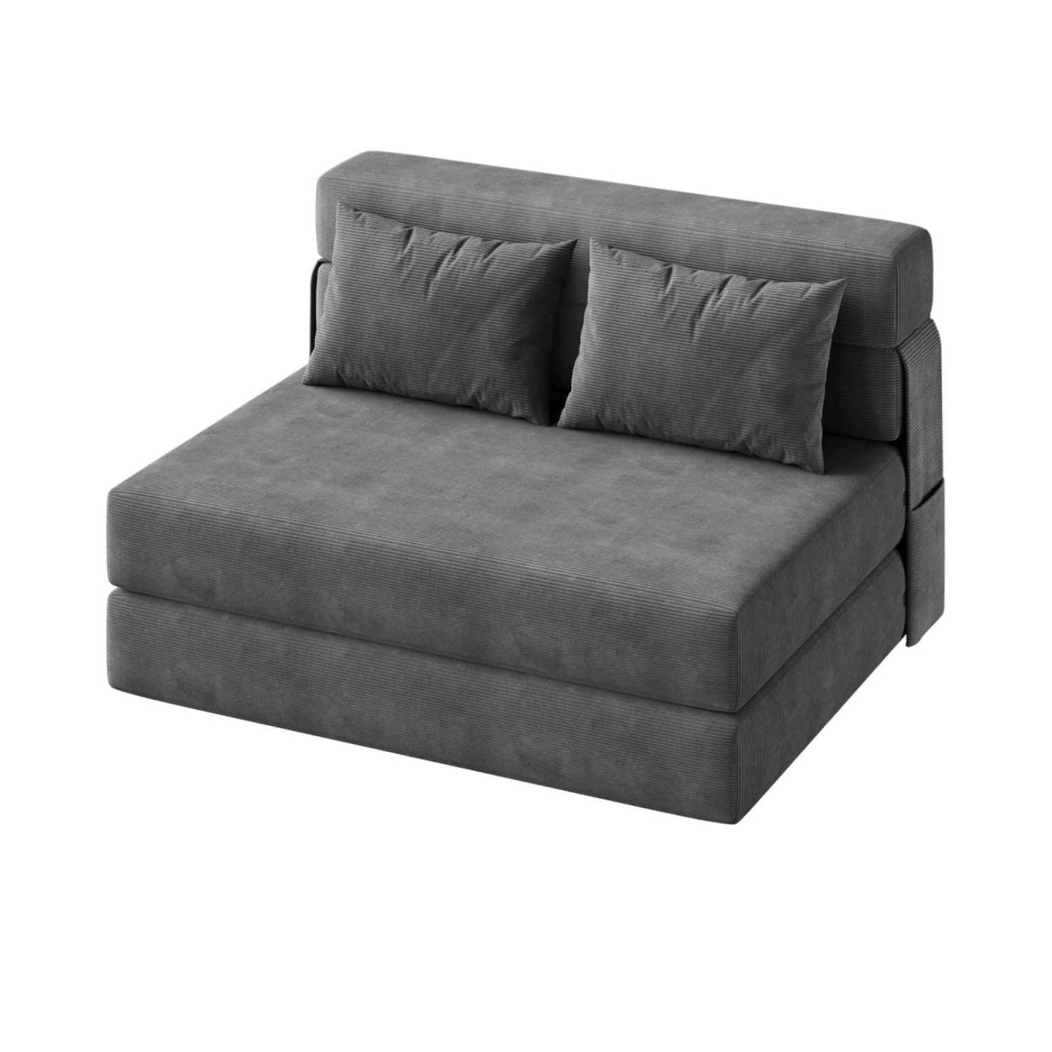 Qeetex HQSYTLYF0990 4-In-1 Convertible Sofa Bed And Sleeper Chair 80 Inch Convertible Loveseat With Pillows Dark Gray
