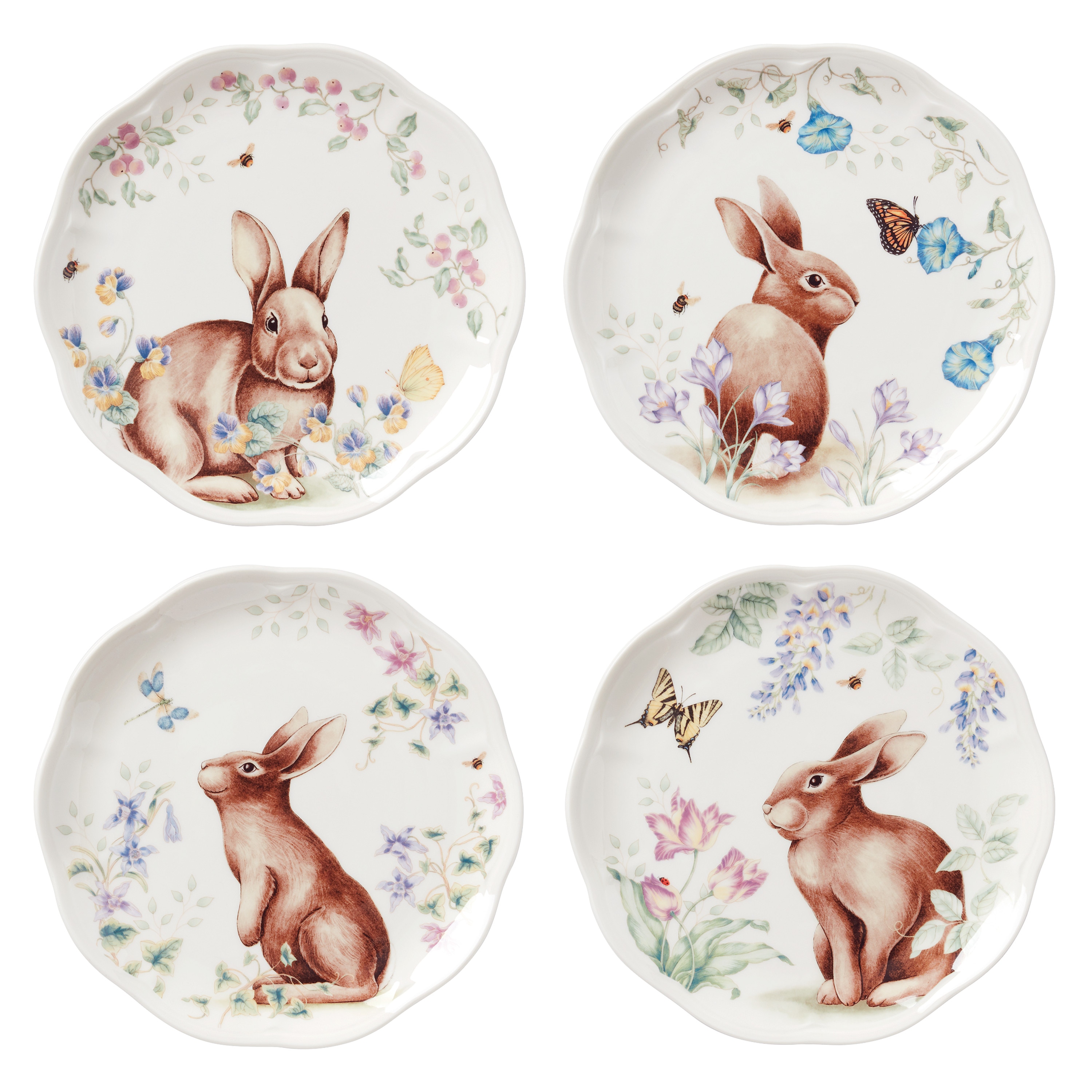 LENOX 893465 4 -Piece Butterfly Meadow Bunny Porcelain Dinnerware