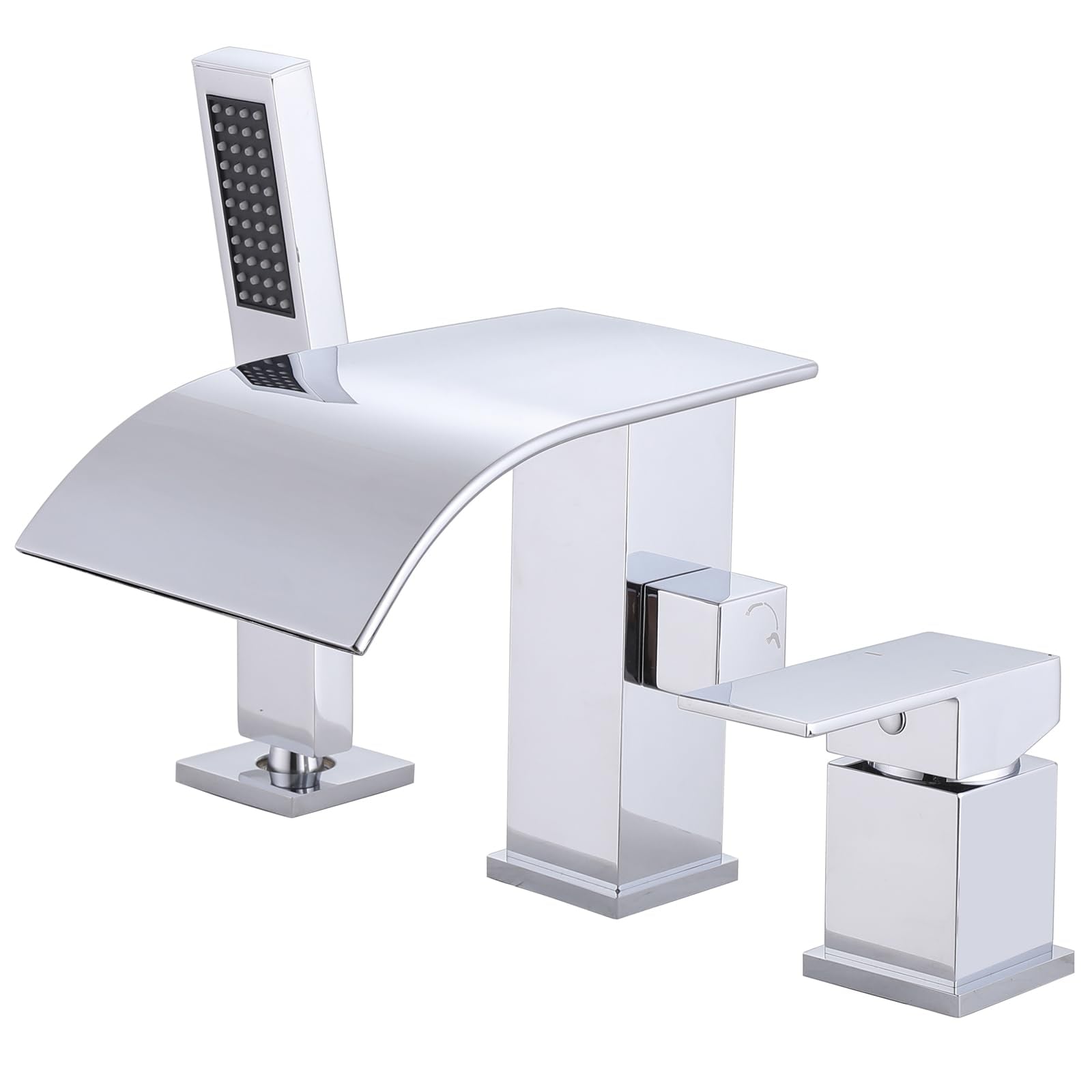 JVFCXXV Waterfall Roman Tub Faucet with Hand Shower Deck Mount Tub ...