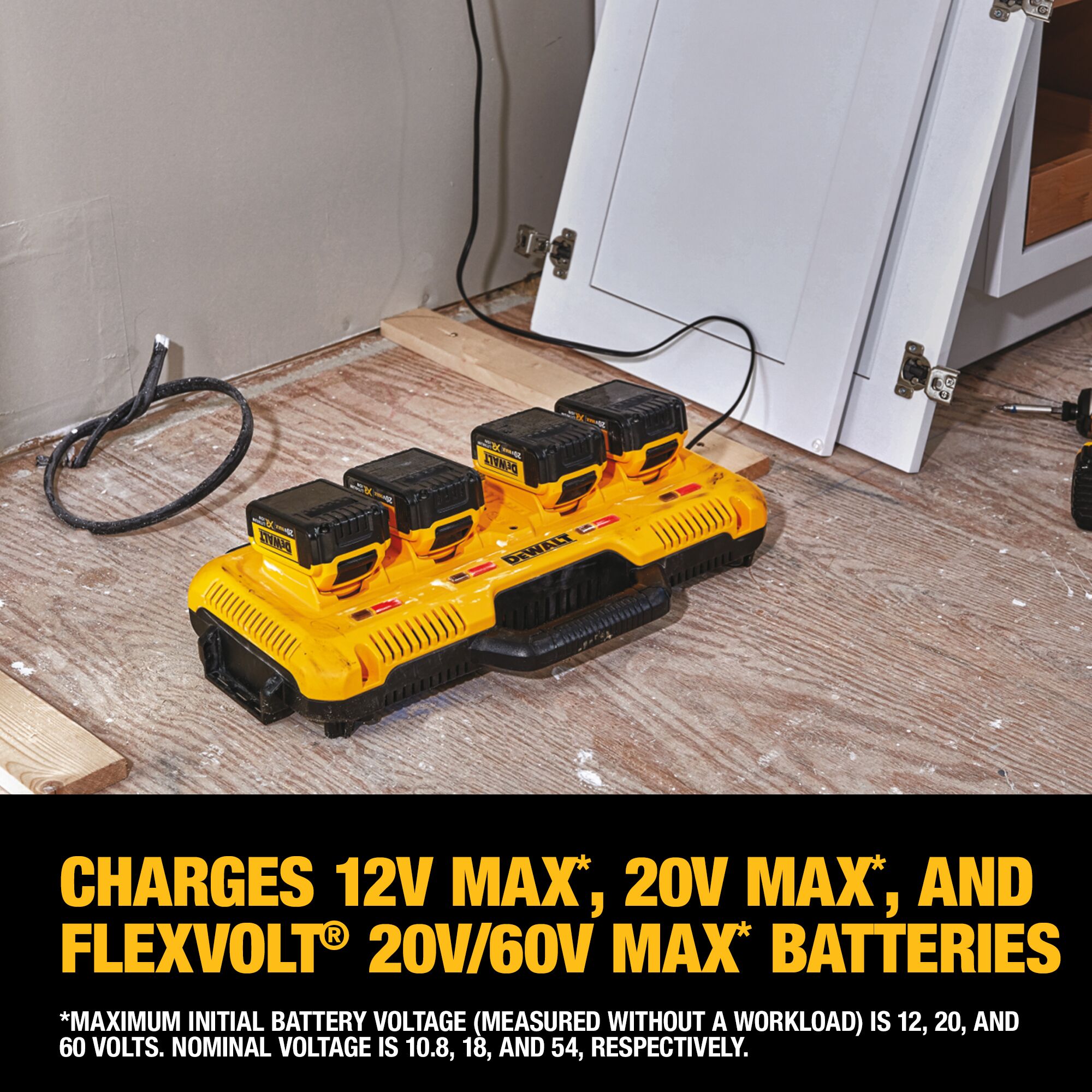Chargeur de batterie 4 ports DCB104 pour station de charge de batterie  lithium-ion 12 V-20 V (avec 2 ports USB) : : Outils et Bricolage