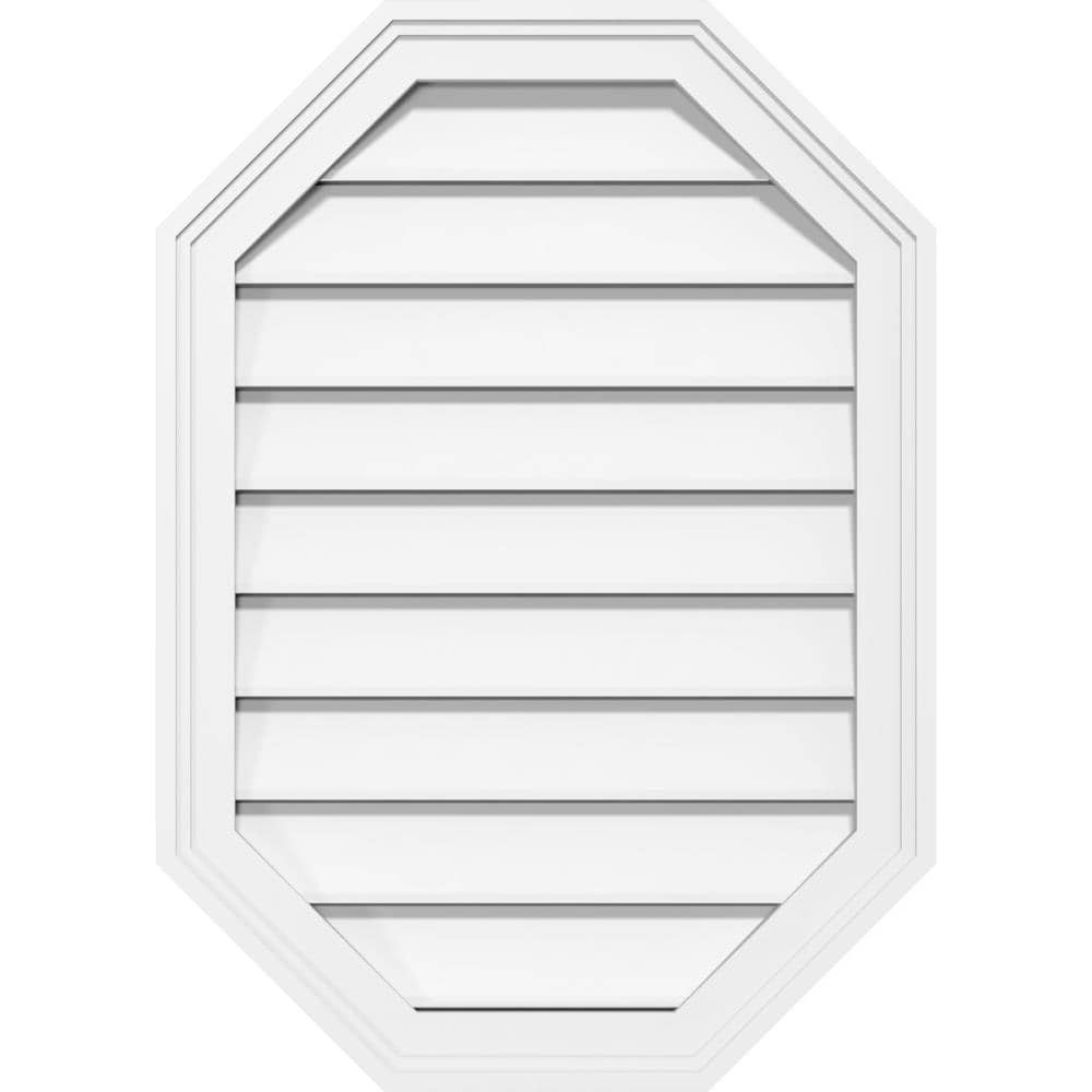 Ekena Millwork GVPOV12X3202SF 12-Inches x 32-Inches Off-white Octagon PVC Gable Louver Vent