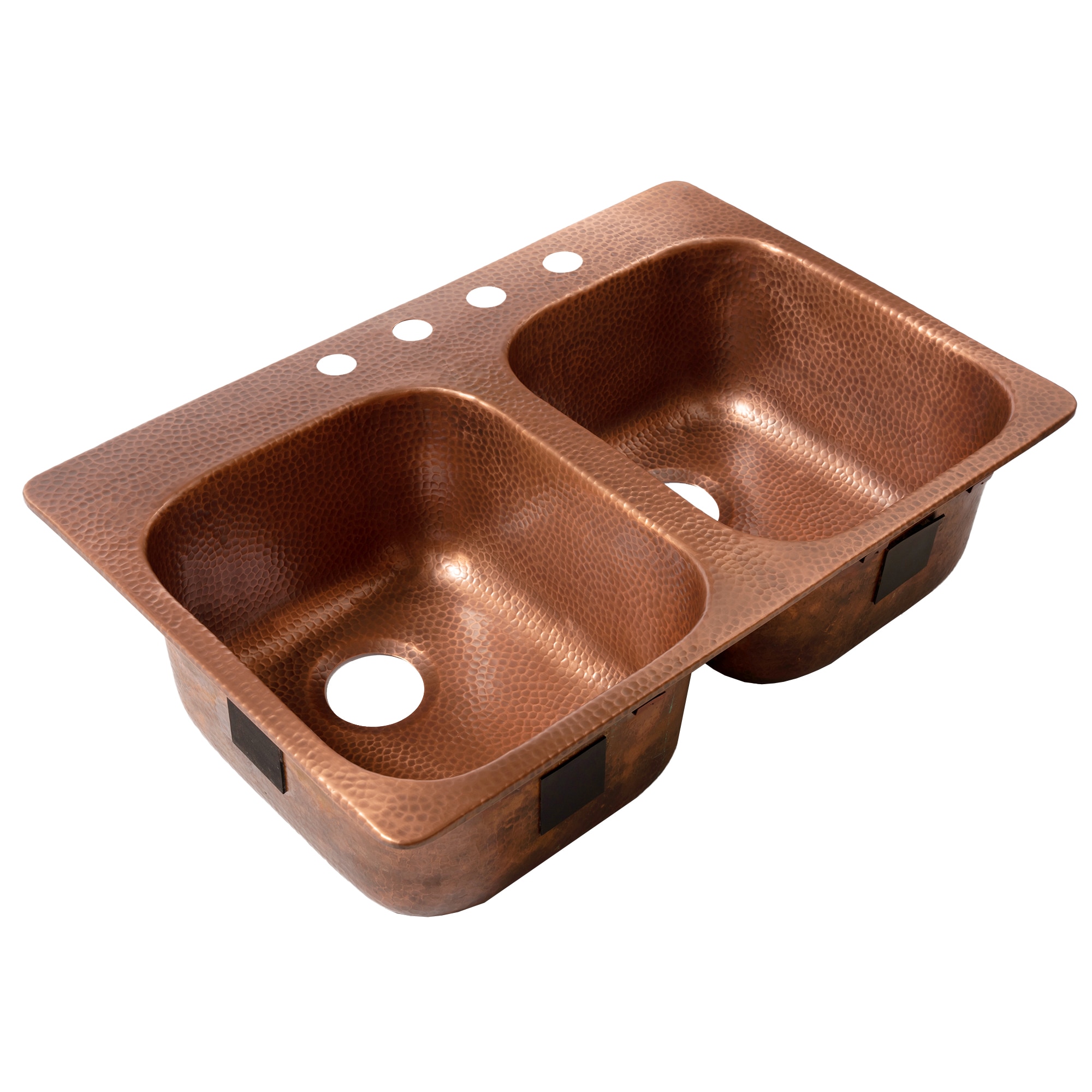 SINKOLOGY SK104-33AC-4R Santi Drop-in 33-in x 22-in Copper Double equal bowl 16 -Gauge Kitchen Sink