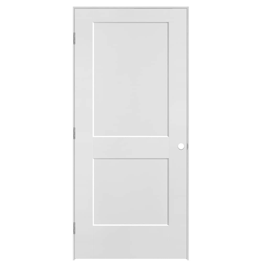 Masonite 641027 36-in x 80-in Primed Hollow core 2-panel square Right hand Smooth Primed Molded composite Flat Jamb Single Prehung Interior Door