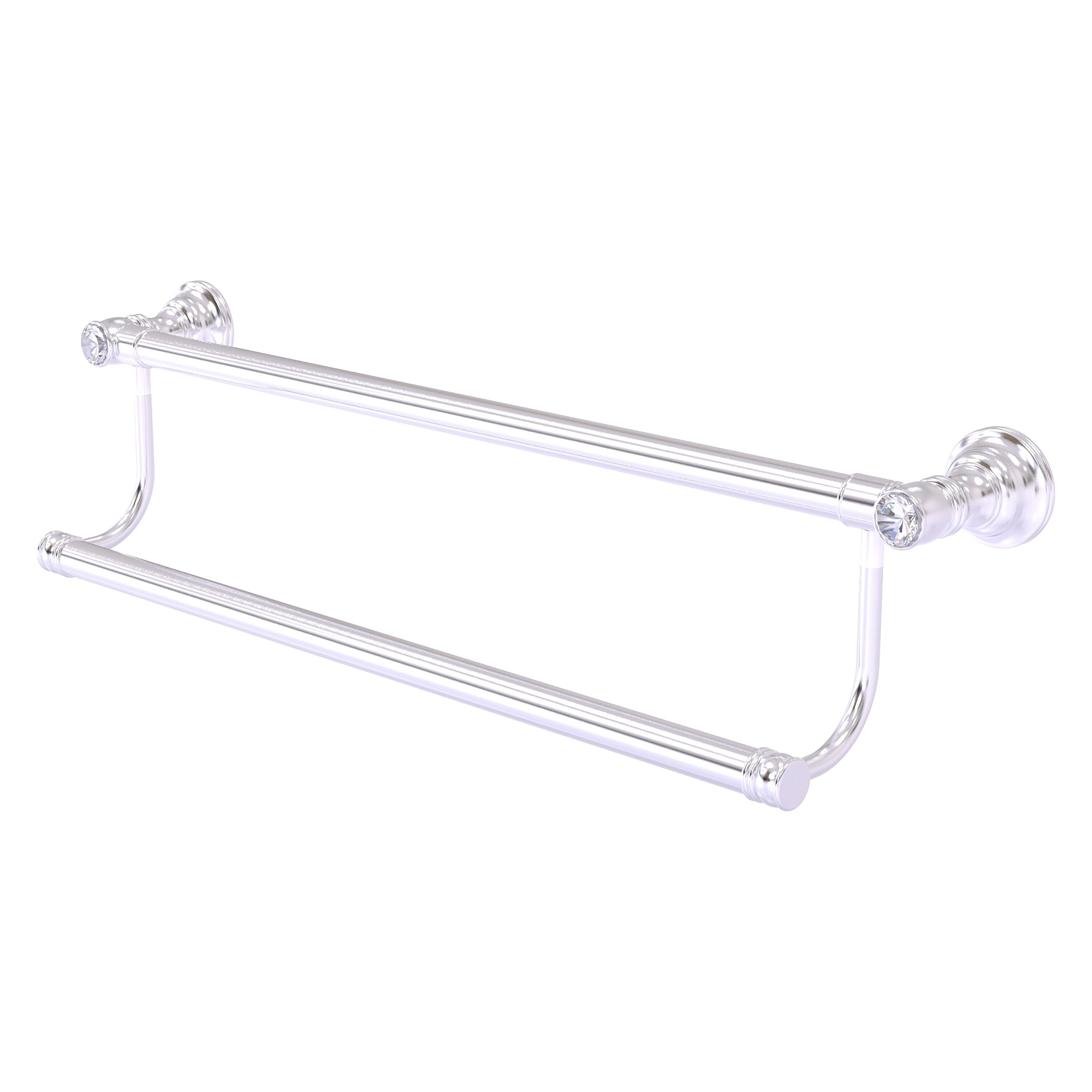 Allied Brass CC-72-36-SCH Carolina Crystal 36-in double Satin Chrome Wall mount Double Towel Bar
