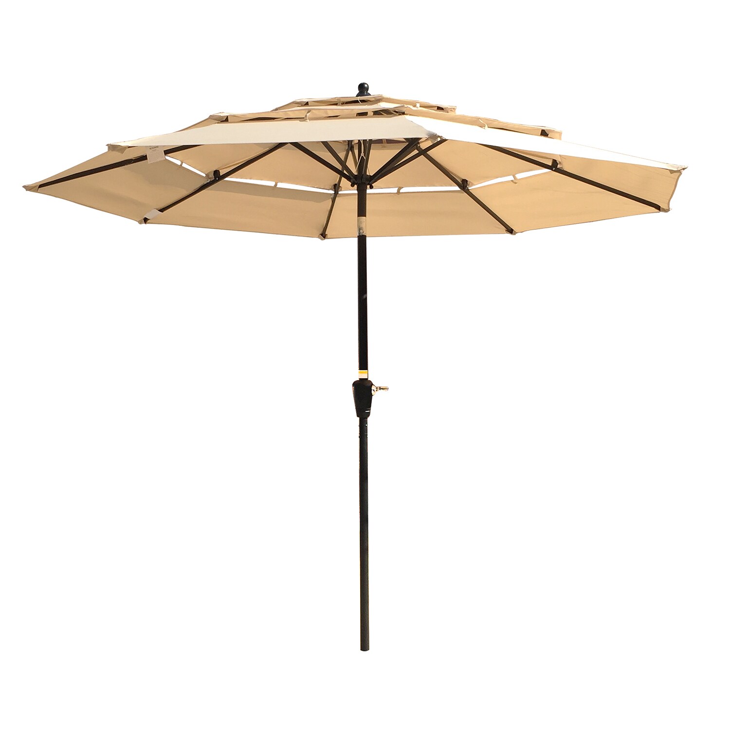 C-Hopetree 11 ft Diameter LED Lighted Outdoor Patio Table Market Umbrella with Push Button Tilt Ivory 