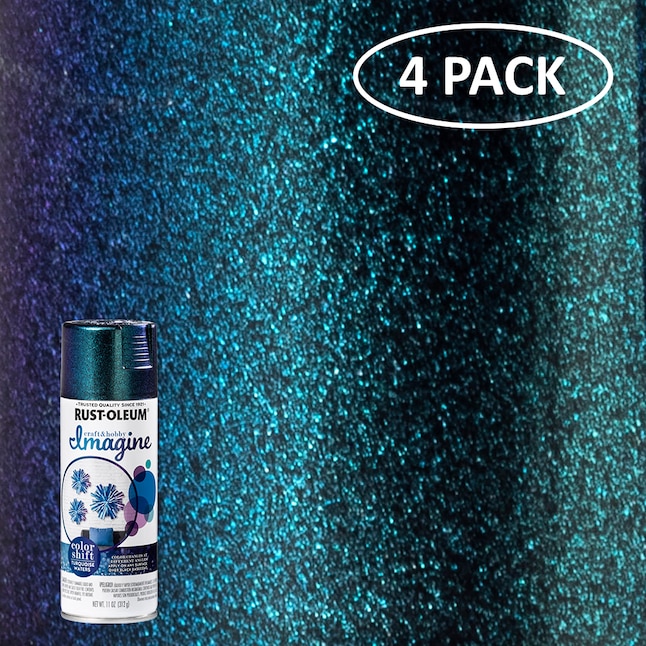 Rust Oleum Imagine 4 Pack Gloss Turquoise Waters Spray Paint Net Wt 11 Oz In The Department At Com - Rust Oleum Galaxy Blue Color Shift Spray Paint 11oz