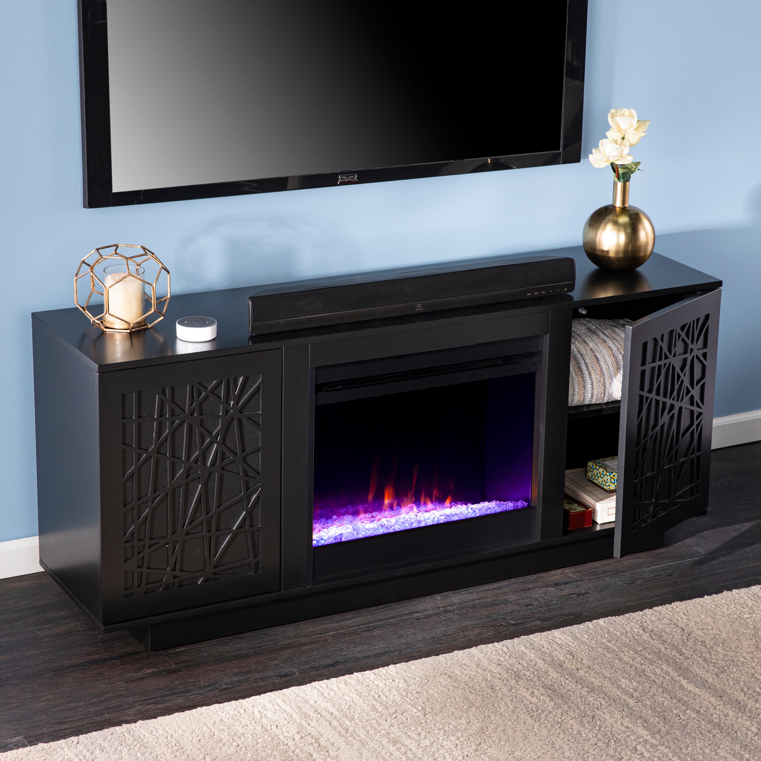 Southern Enterprises Hapsford Color Changing Fireplace, Media