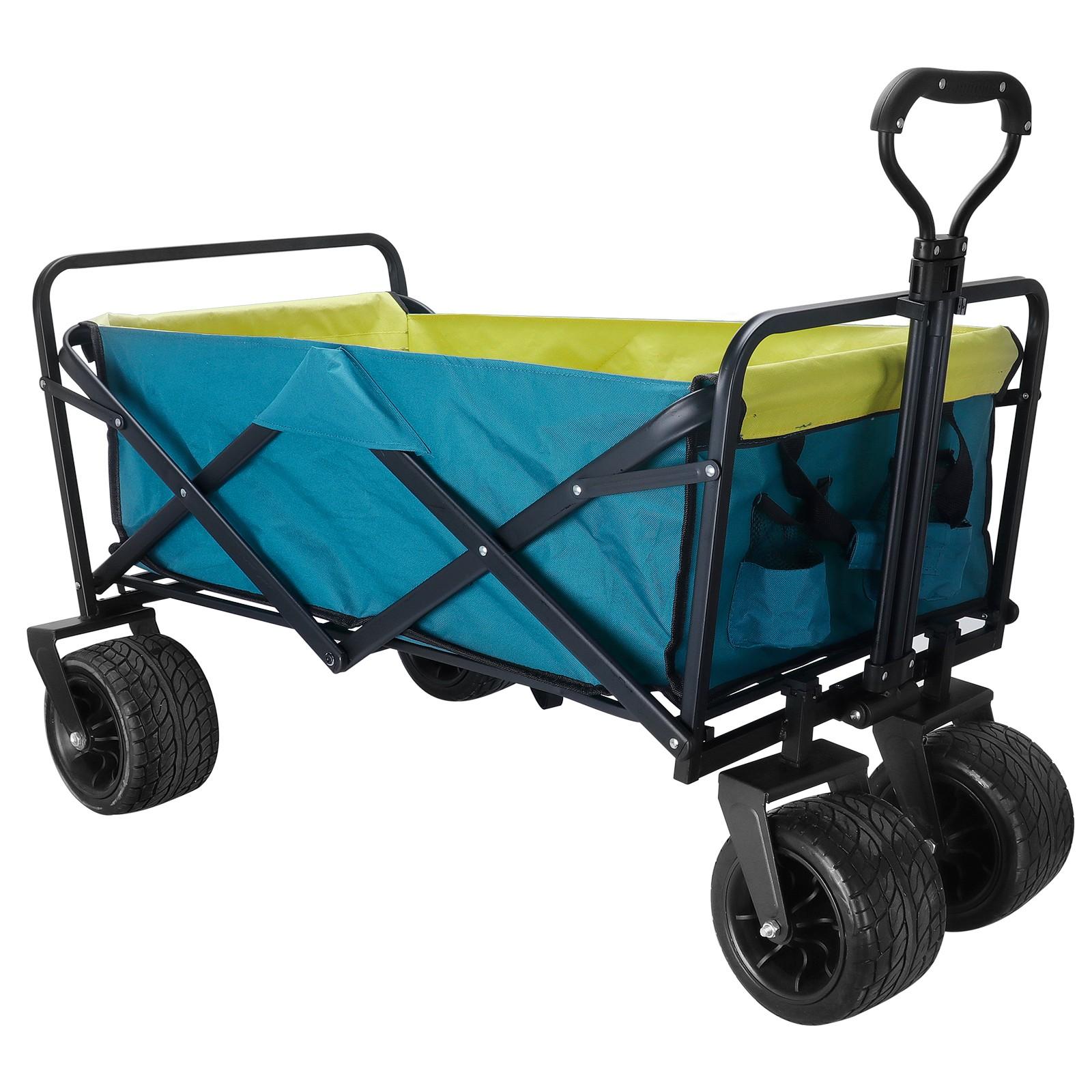 Bayfeve BF-C0003-GF Patio Yard Cart Garden Wagon Shopping Beach Cart with Seat Belt and Big Wheels