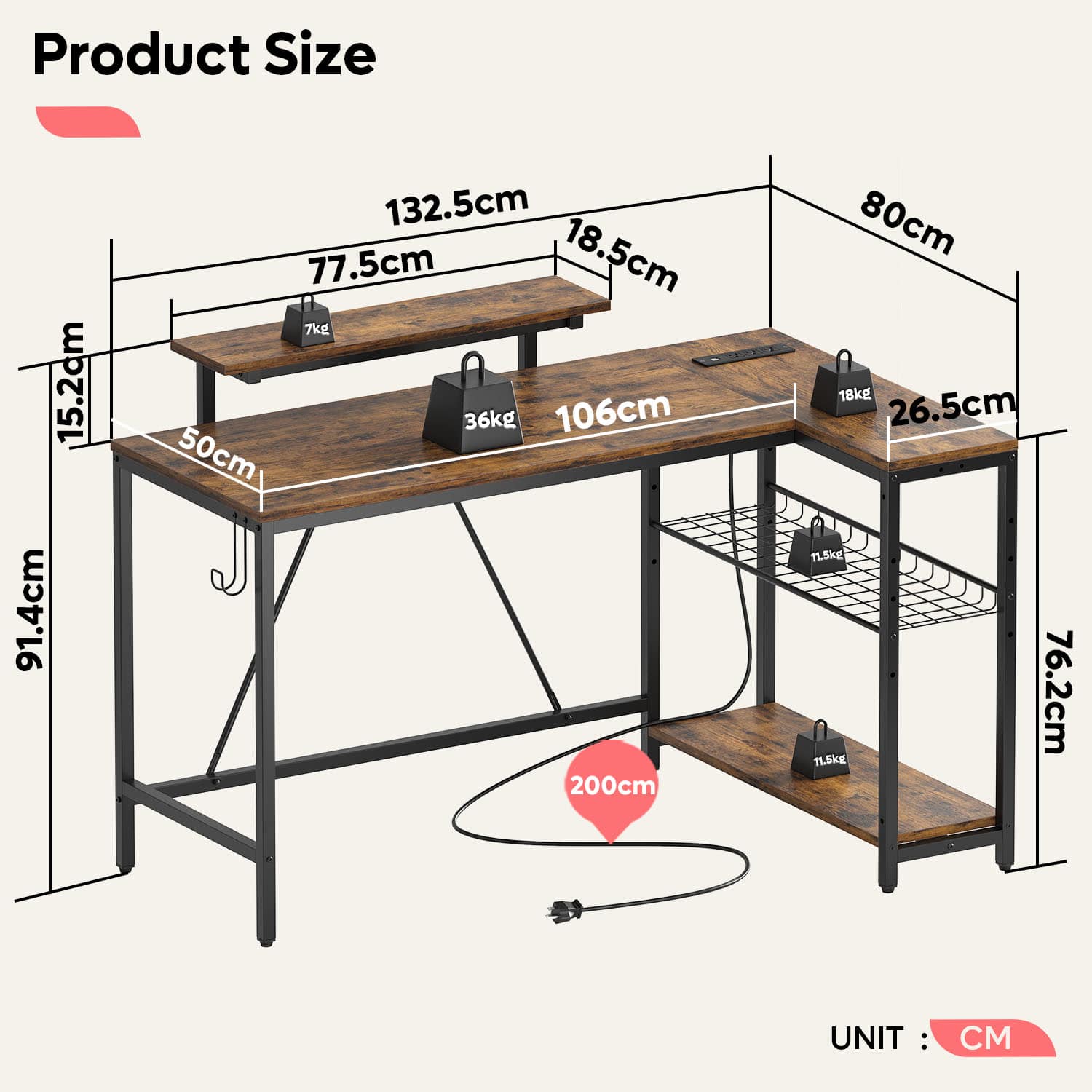 Bestier LOW-H1006132US-RST desks - View #4