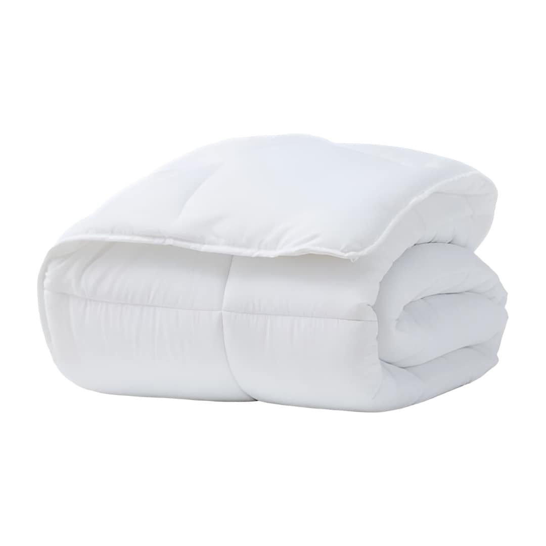 Slickblue White Polyester Fiber Bed Comforter with Baffle Box Stitching For All Season Use and Corner Tab Design Full/King