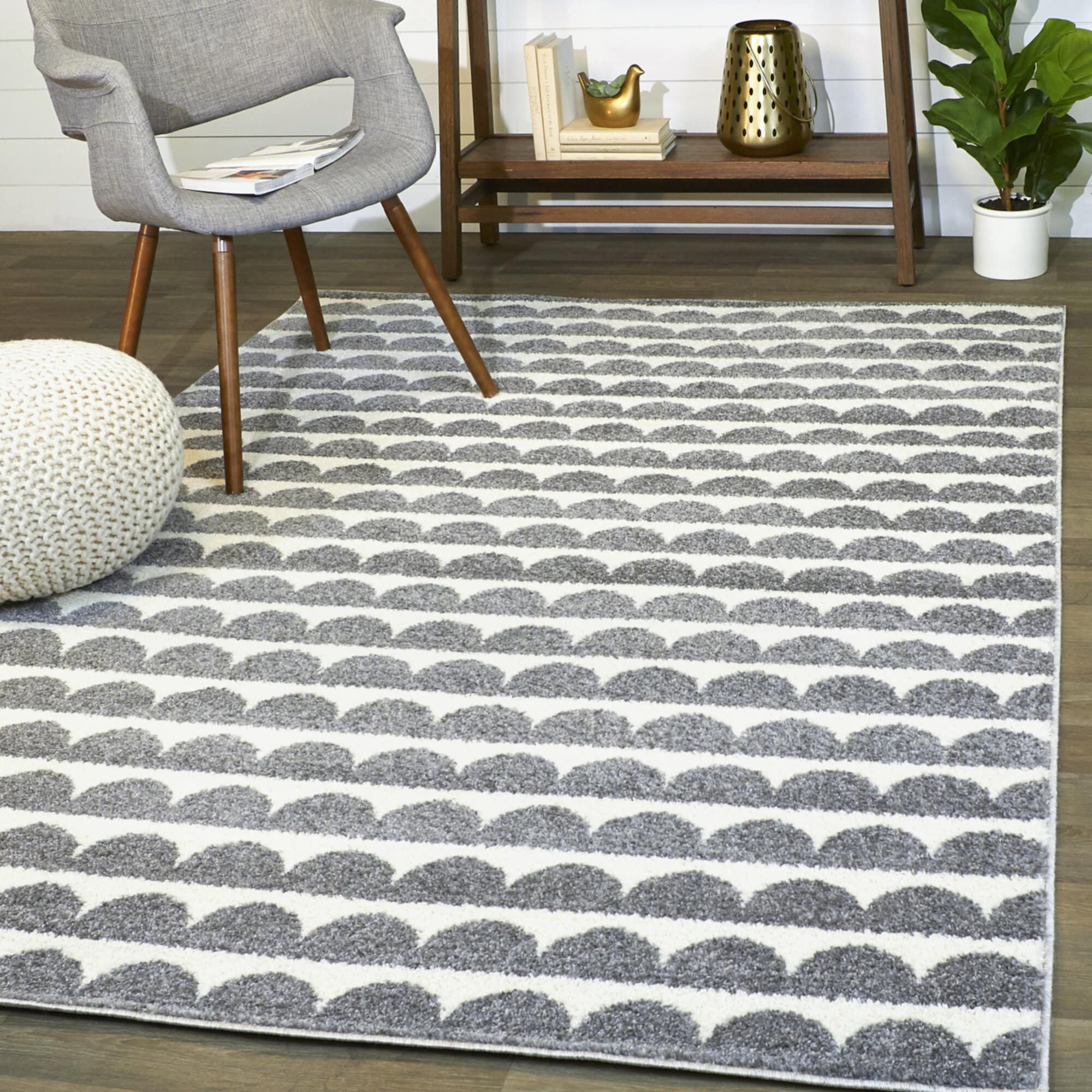 Balta 3018136 Palmer 4 x 6 (ft) Loomed Polypropylene Grey Rectangular Indoor Geometric Bohemian/Eclectic Area rug