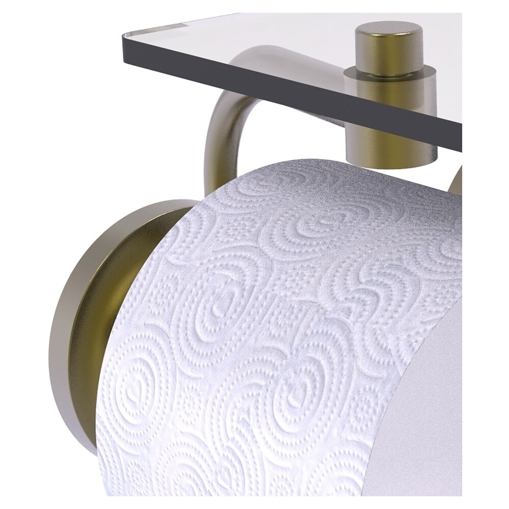 Que New Collection Horizontal Reserve 3 Roll Toilet Paper Holder with Wood Shelf - Matte White - Allied Brass