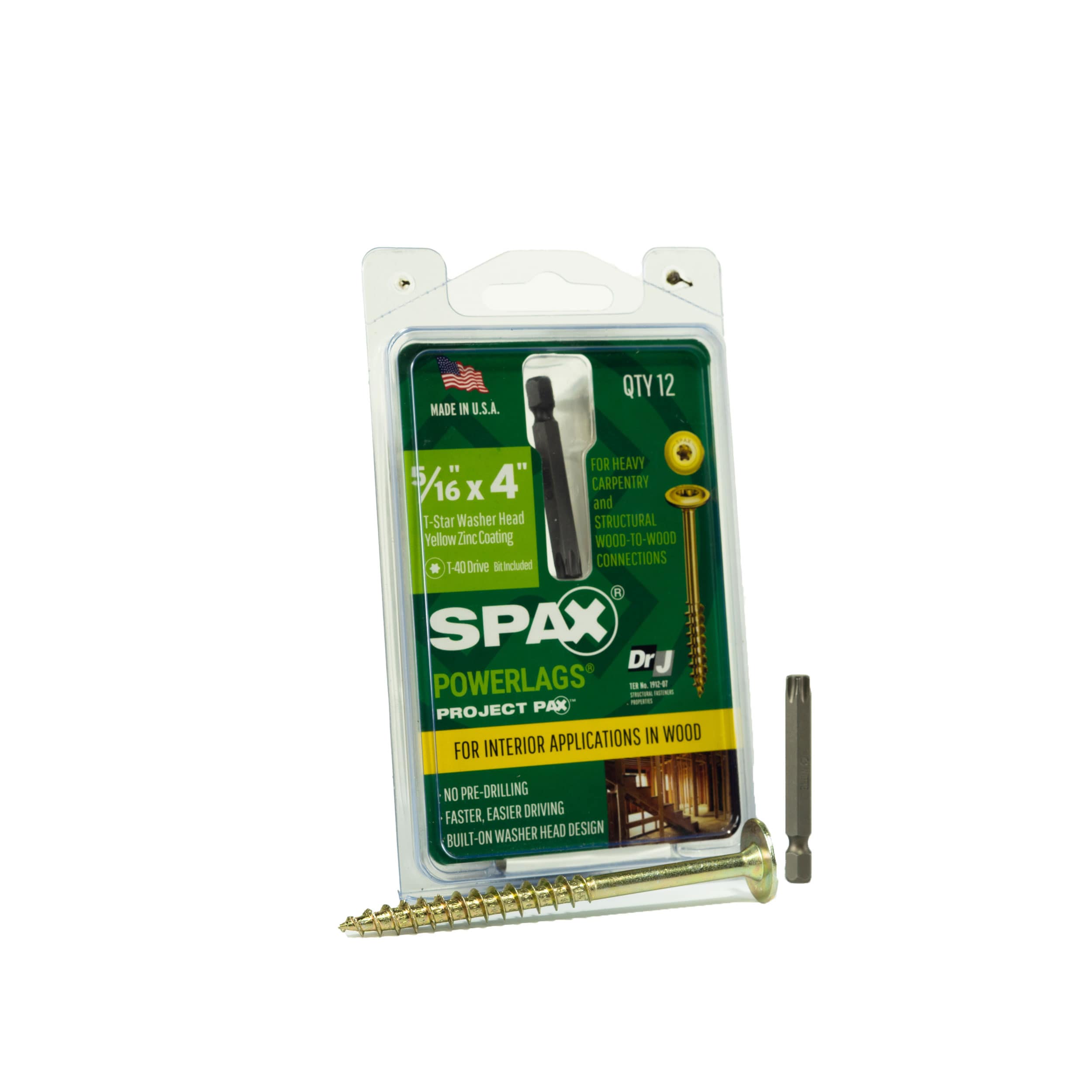 SPAX 45810208010043 5/16-in x 4-in Yellow/Gold Zinc-Plated Washer -Head Interior Structural wood screws 12 -Pack