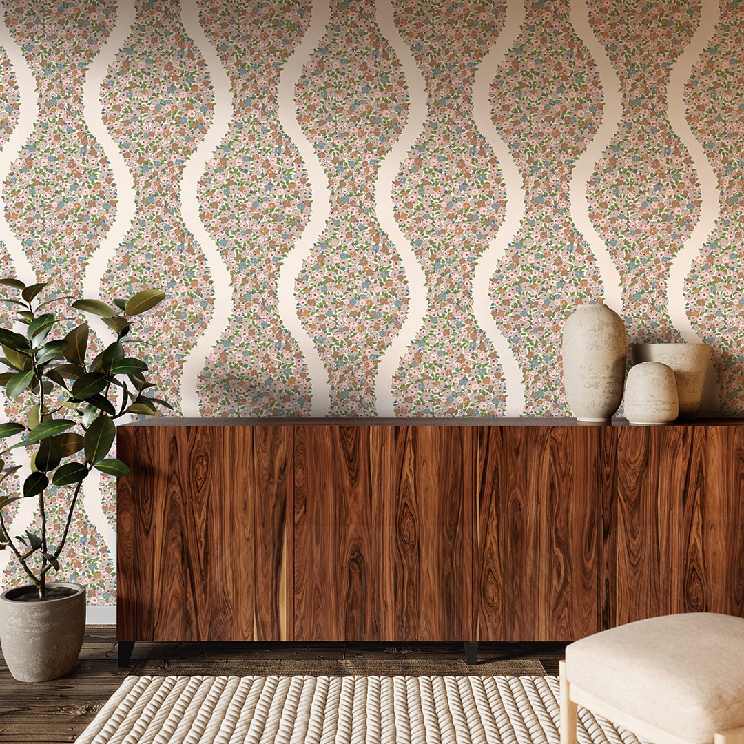 Cosy Posy Floral Peel and Stick Wallpaper in Neutral Colors