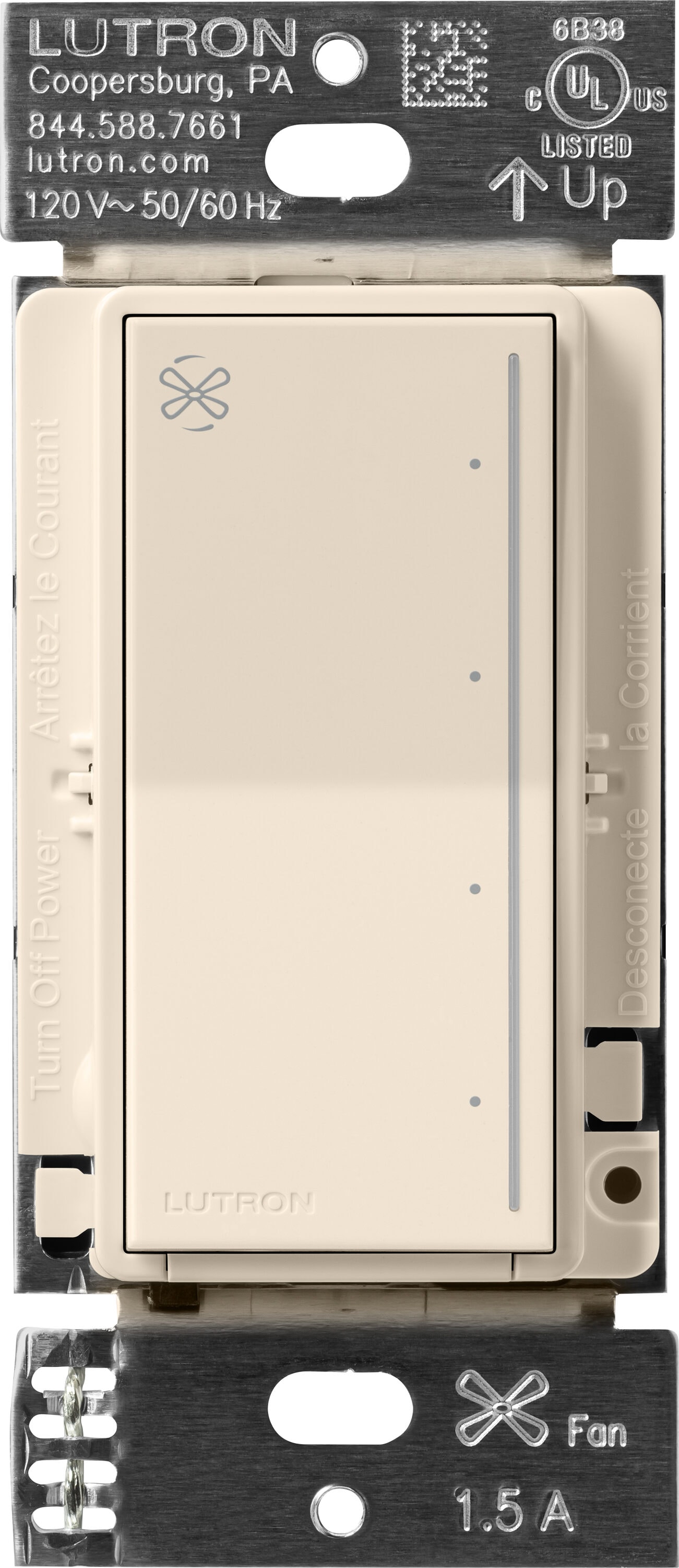 Lutron ST-FSQ-N-LA Sunnata Fan Control 1.5 -Amp 4-speed Touch Fan Control Light Almond