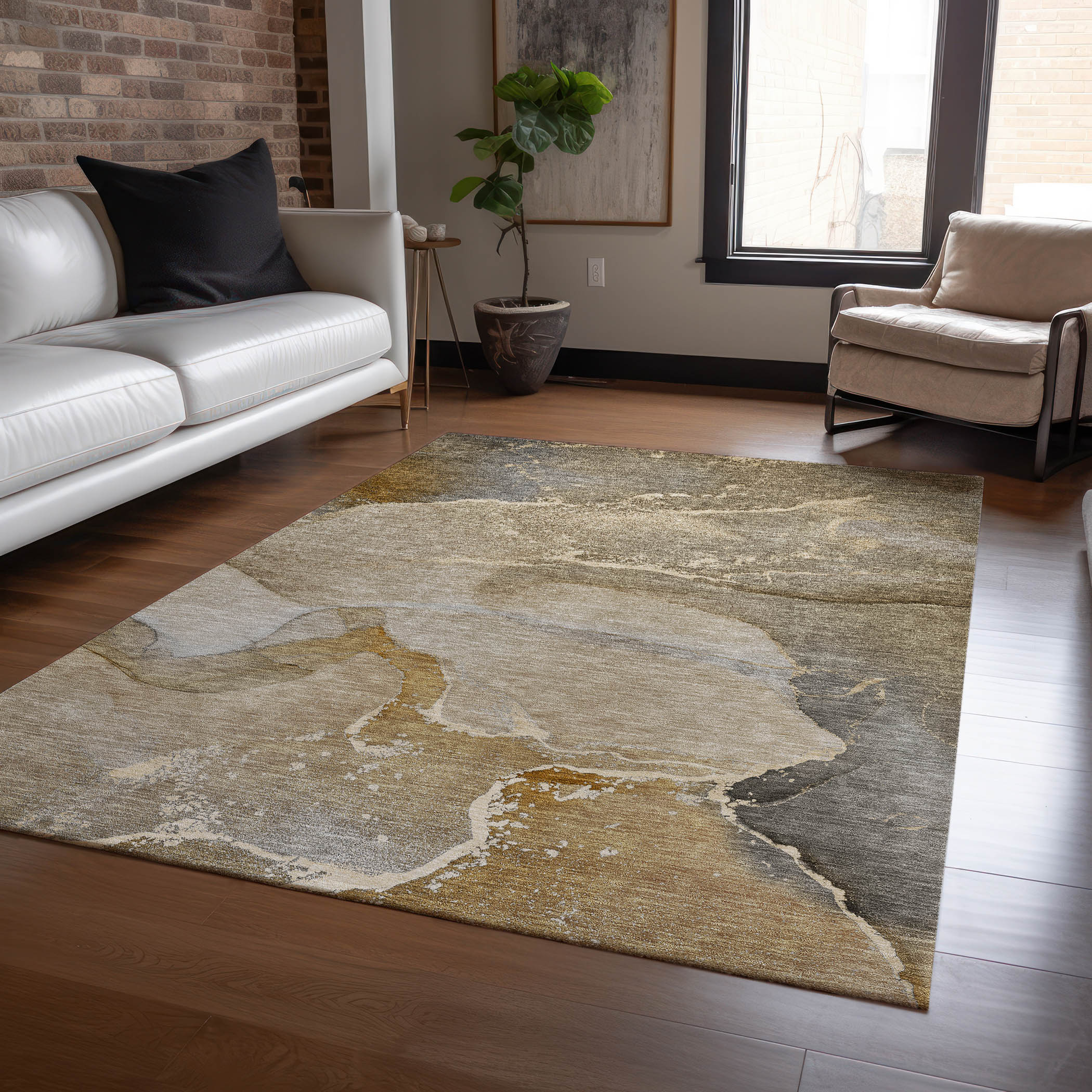 Addison Rugs ACN517BR30X46 Chantille ACN517BR 2 x 3 (ft) Polyester Brown Rectangular Indoor/Outdoor Abstract Machine washable Area rug
