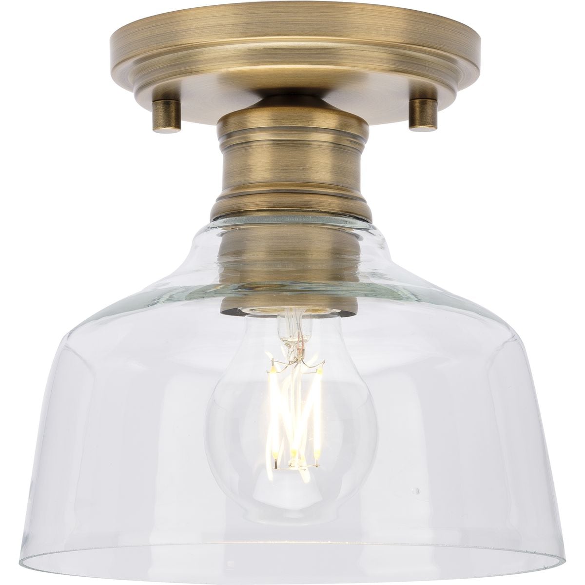 Progress Lighting P350226-163 Singleton 1 -Light 7.62-in Brass Semi Flush Mount Light