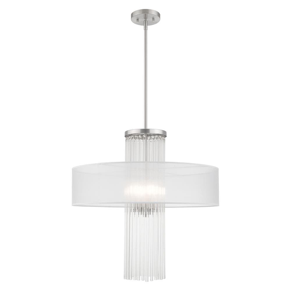 Alexis Elegant 4-Light Brushed Nickel Pendant with Crystal Rods