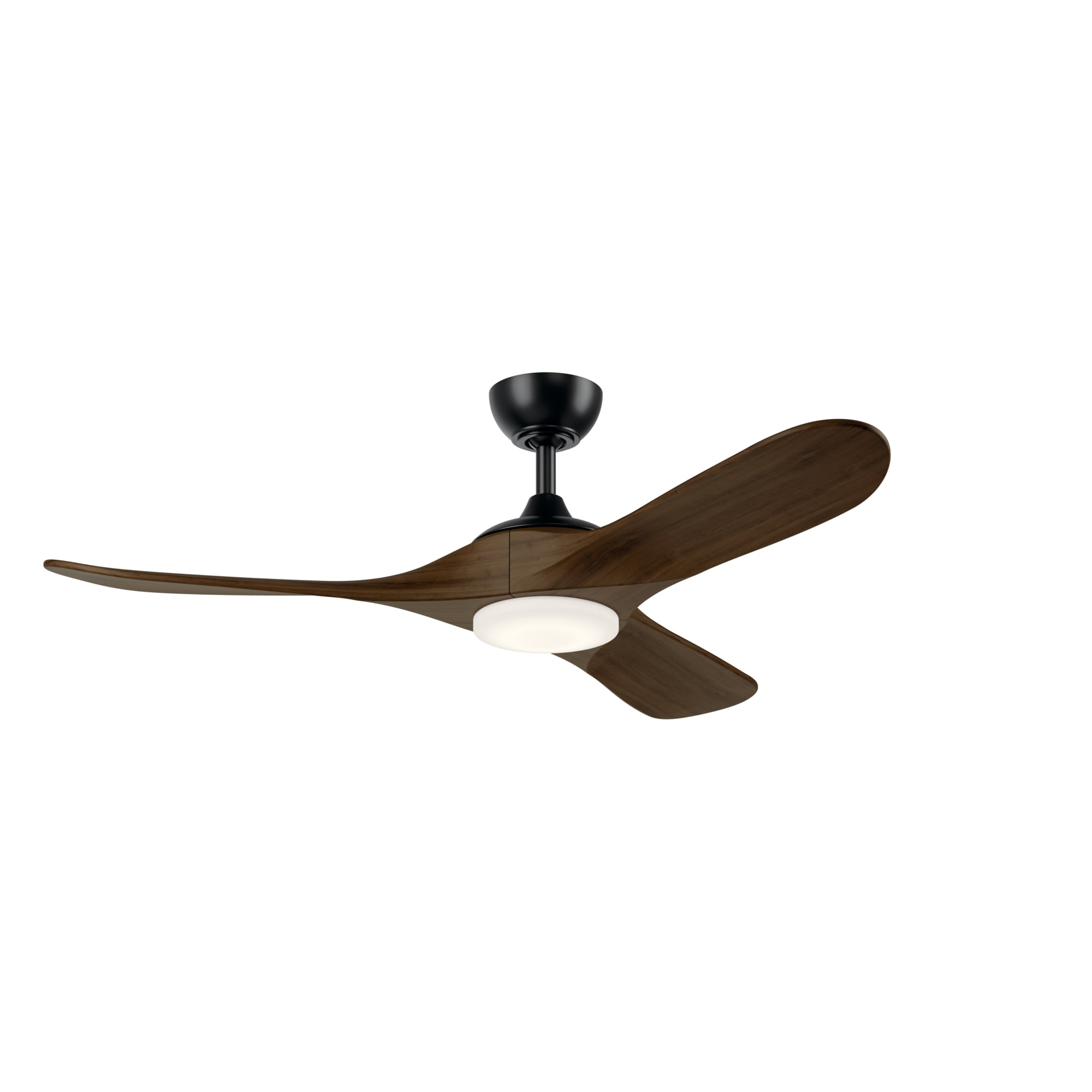 Kichler 310552SBK Mylo 52-in Color-Changing Integrated LED Outdoor Satin Black with Aged Walnut Blades Ceiling Fan With Light - Remote Included ( 3 -Blade )