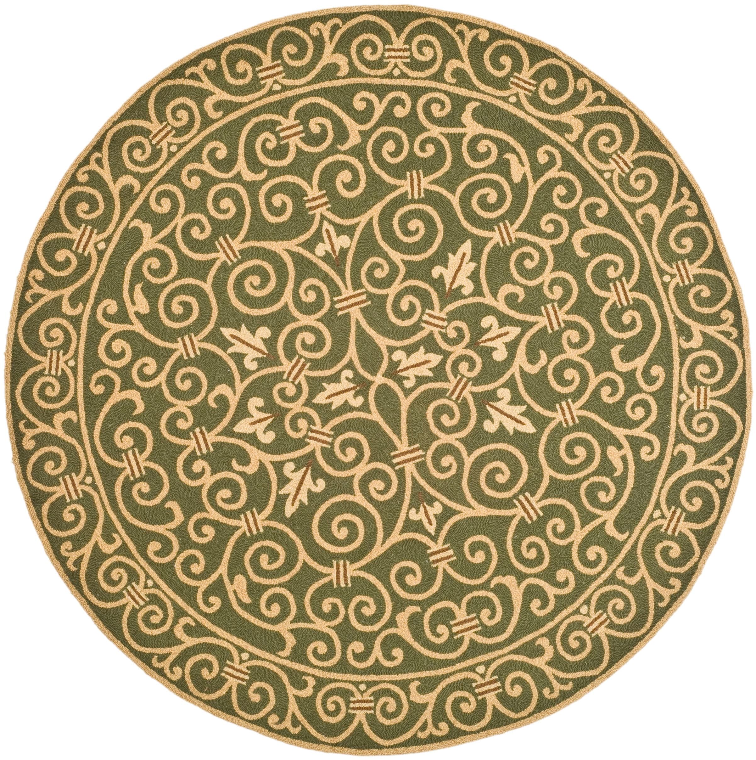 Safavieh HK11B-5R Chelsea Iron Gate 5 x 5 (ft) Tufted Wool Light Green Round Indoor Abstract Farmhouse/Cottage Area rug