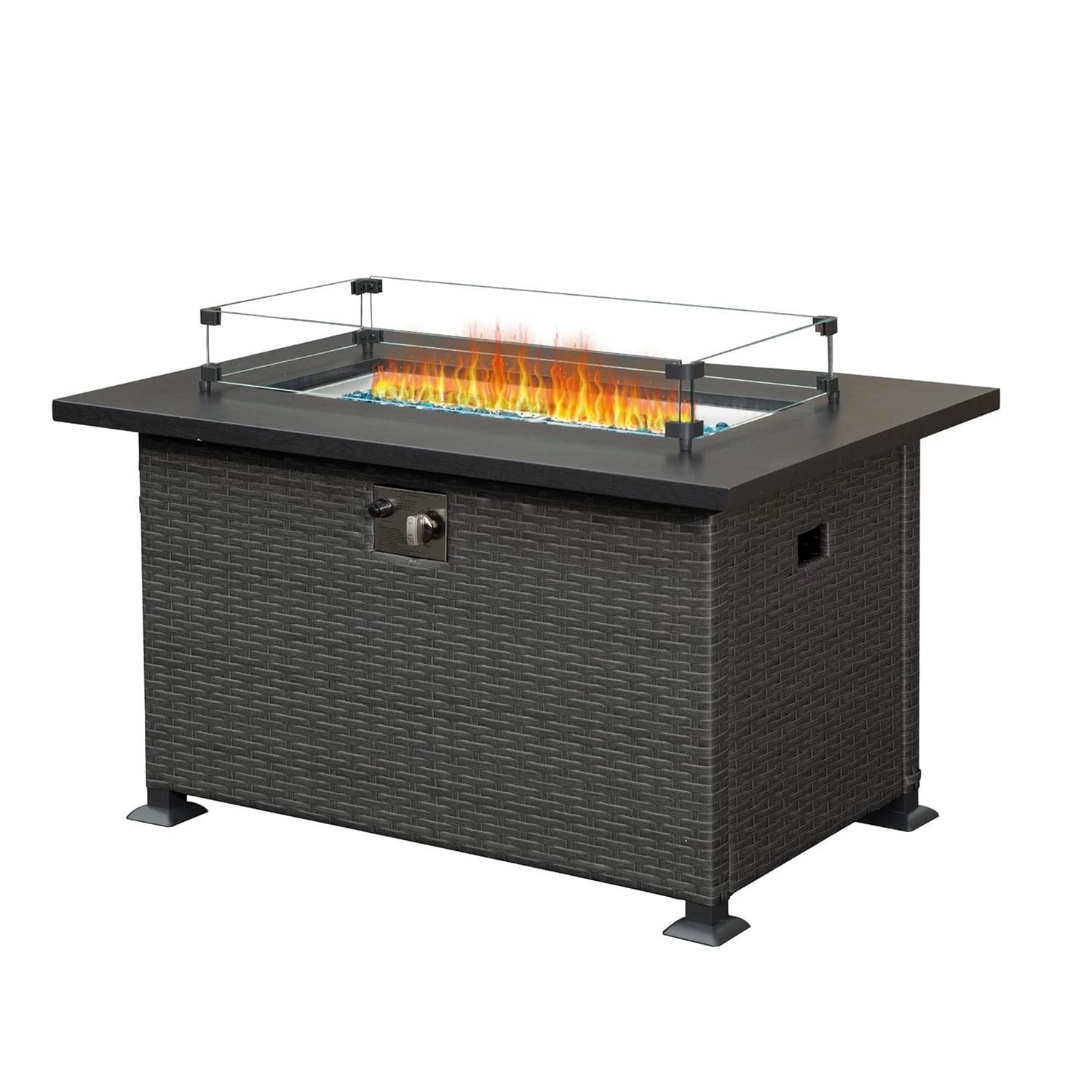 GZMR Fire Pit Table 43.31-in W 50000-BTU Dark Gray Portable Composite ...