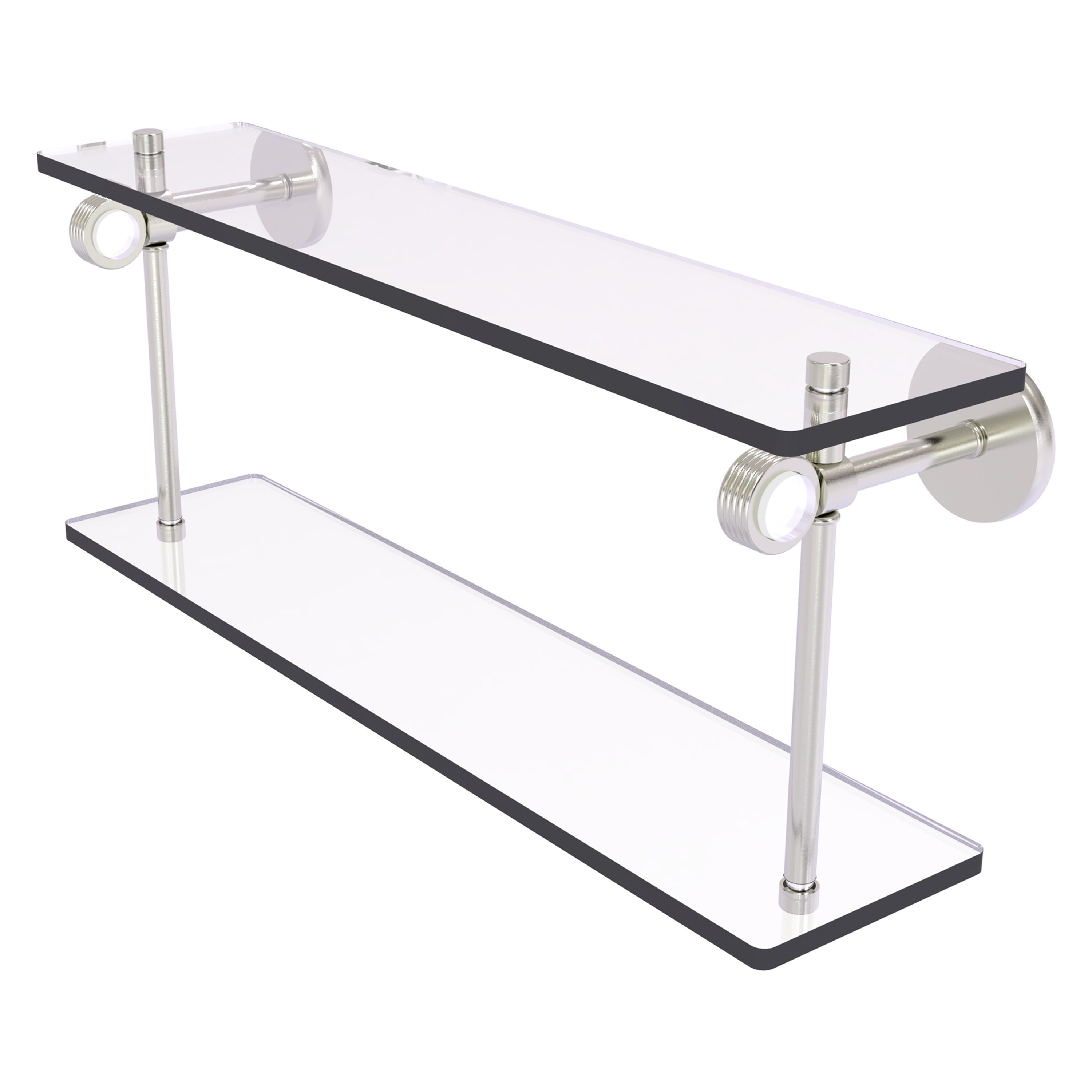 Allied Brass CV-2G-16-SN Clearview Satin Nickel 2 -Tier Wall mount Bathroom Shelf ( 16-in x 9.2-in x 5-in )
