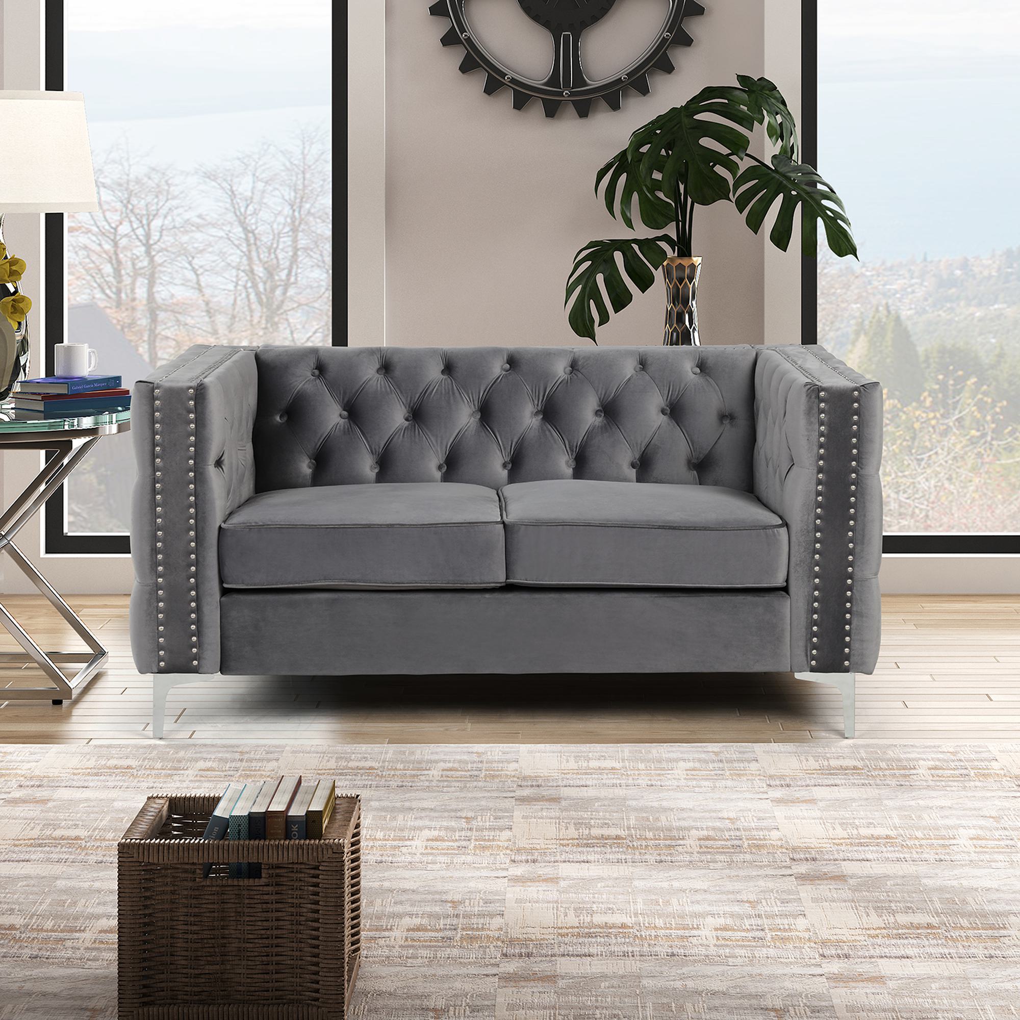 FARATI 8505-GREY-2 61-in W Modern Gray Loveseat