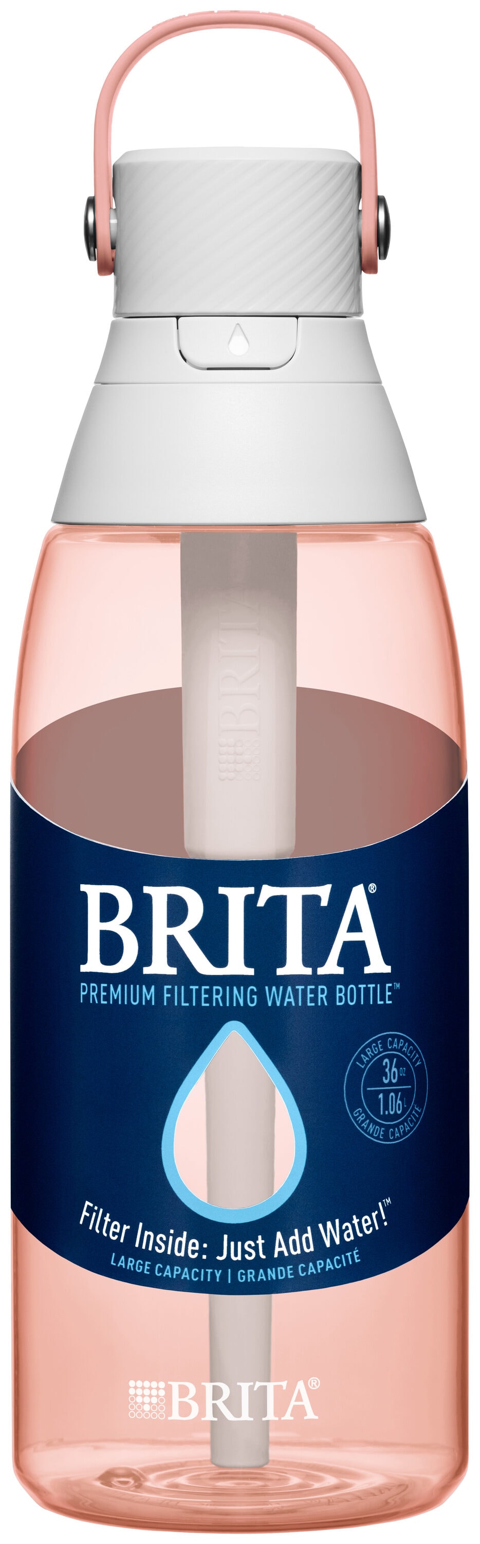 Brita 6025836525 Bottle With Water Filter 36 -fl oz Plastic Water bottle - Blush