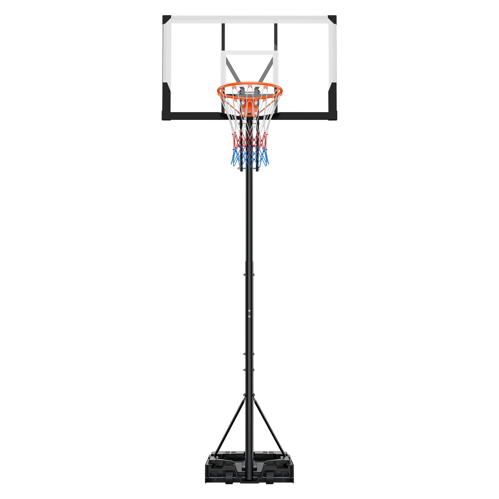 JUSHUA Portable Basketball Stand Adjustable Basketball Hoop with 48inch PC Backboard Wheels for Kids Teens Adults Driveway Pool