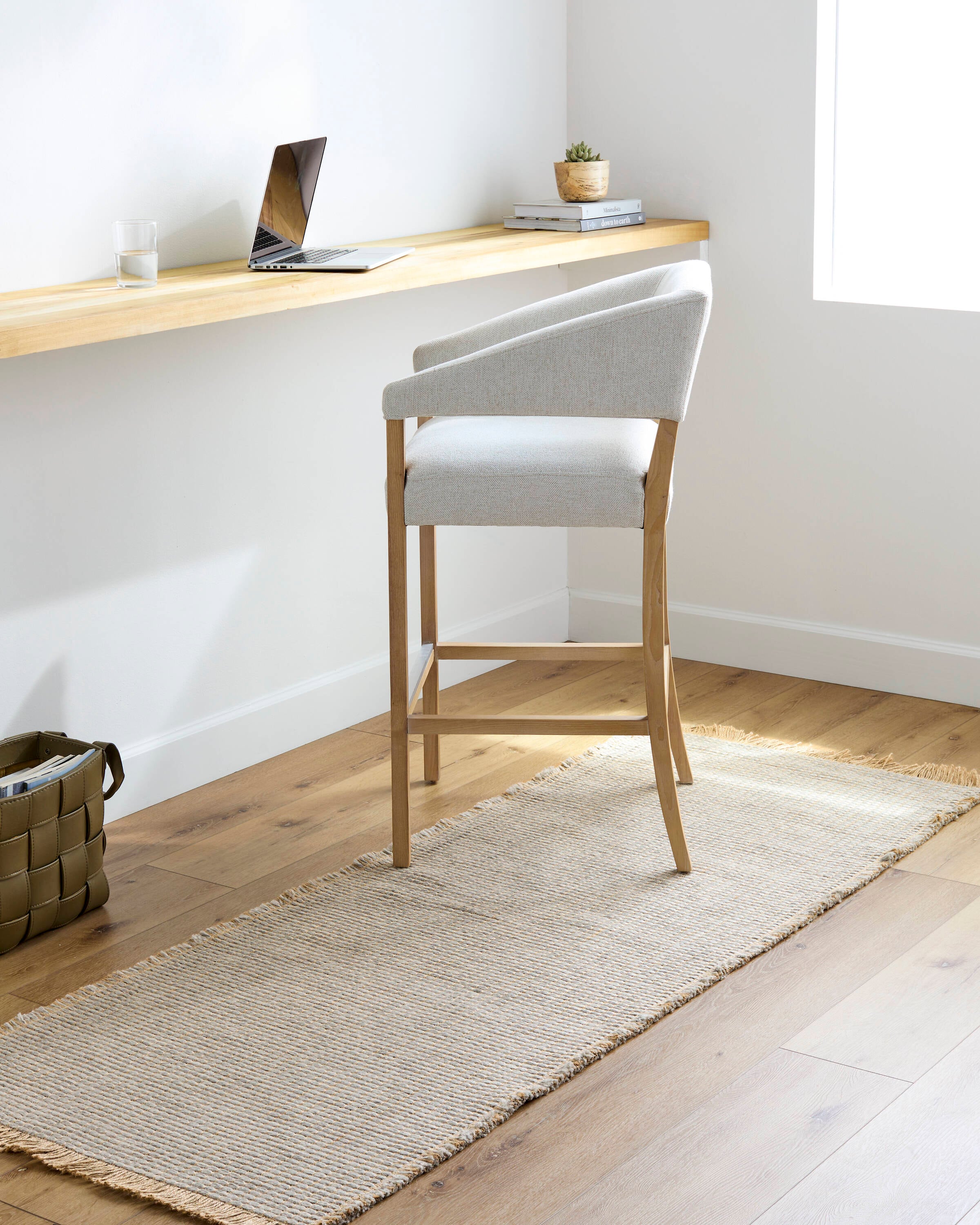Gray and Natural Jute and Polypropylene Runner Rug, 2'7" x 7'3"