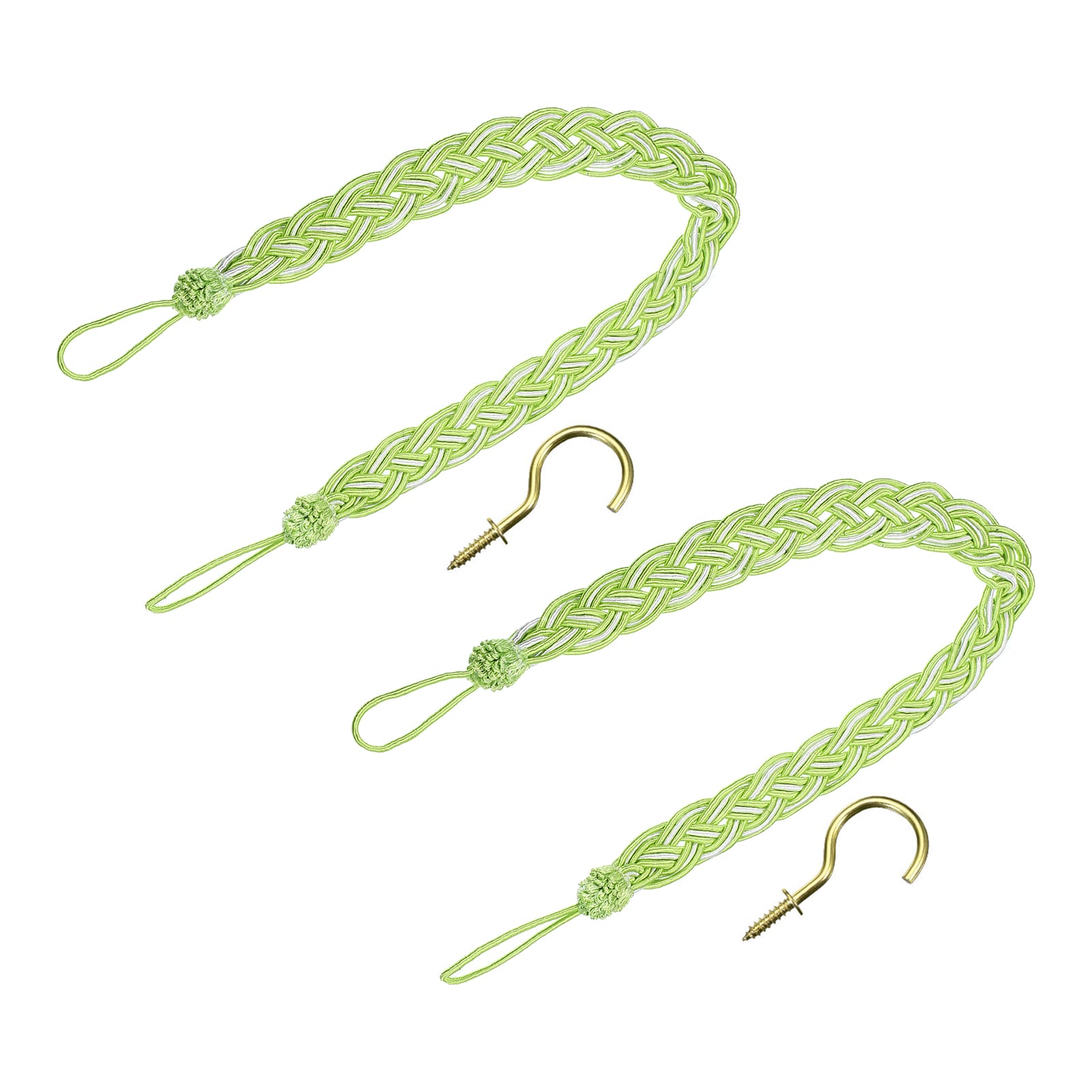 Unique Bargains - 2pcs Curtain Tiebacks 58cm/23 Inch Braided Drapery Holdback Holder Decorative R...