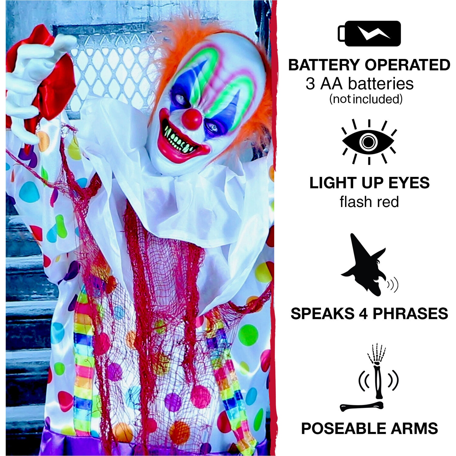 Haunted Hill Farm HHCLOWN-1FLA Halloween-Animatronics - View #3