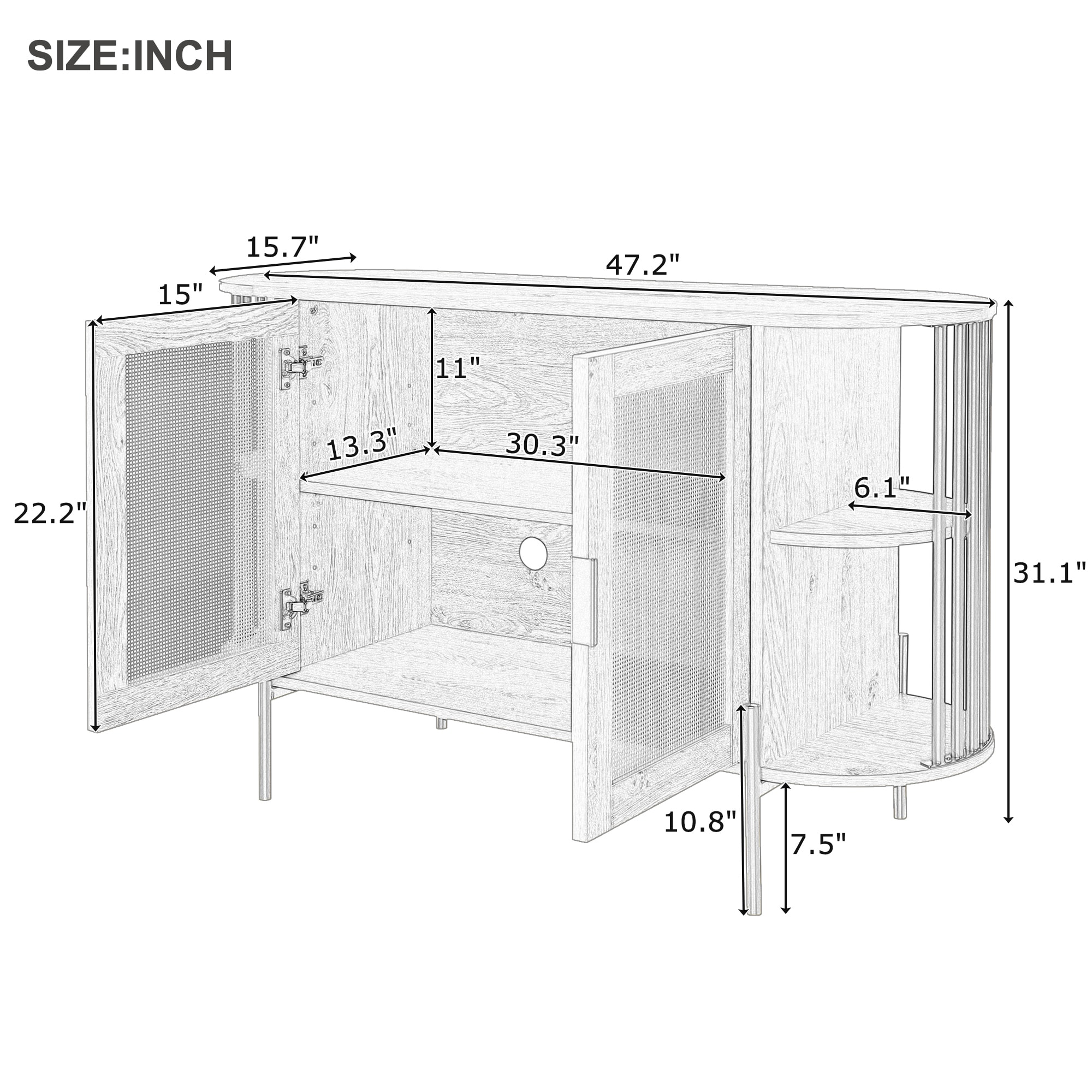 SINOFURN SYA330173GY Dining-Kitchen-Storarge - View #4