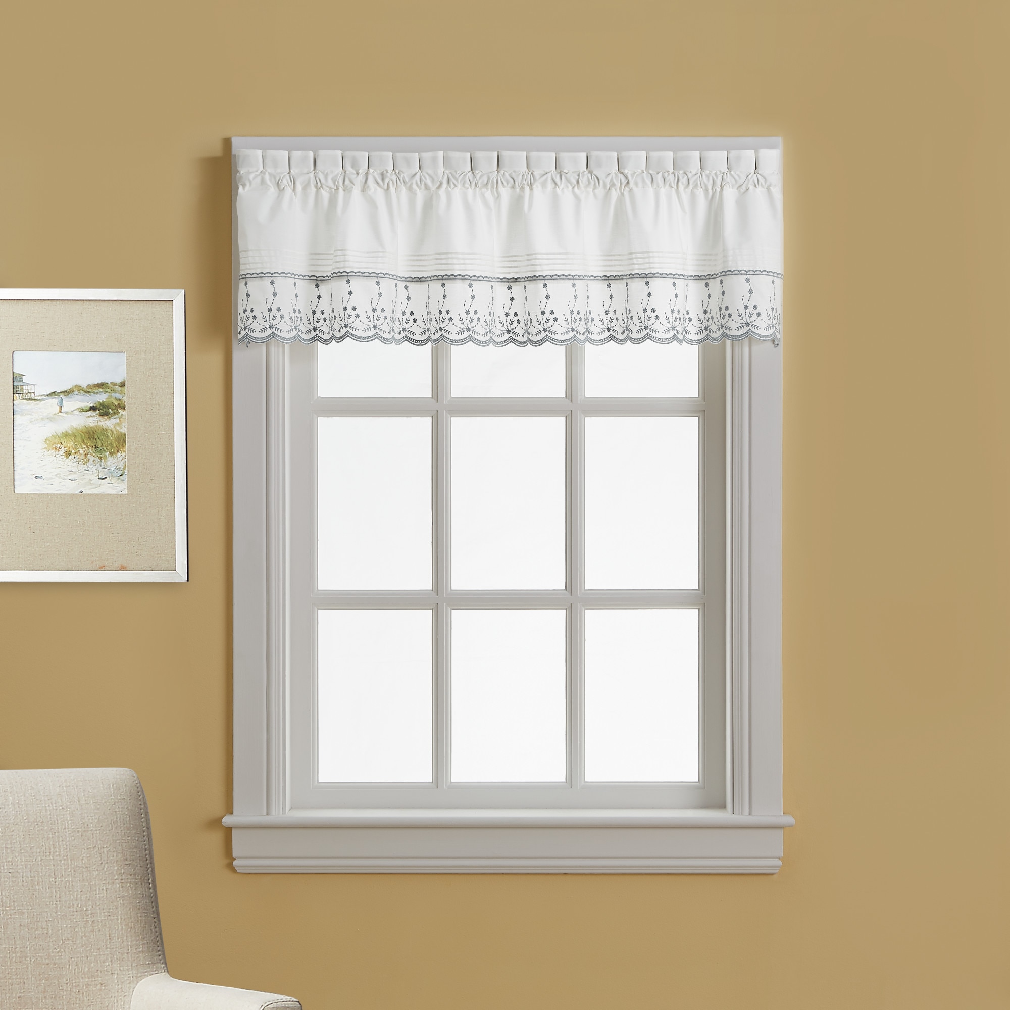 CHF Abby 14-in Grey Cotton Rod Pocket Valance at Lowes.com