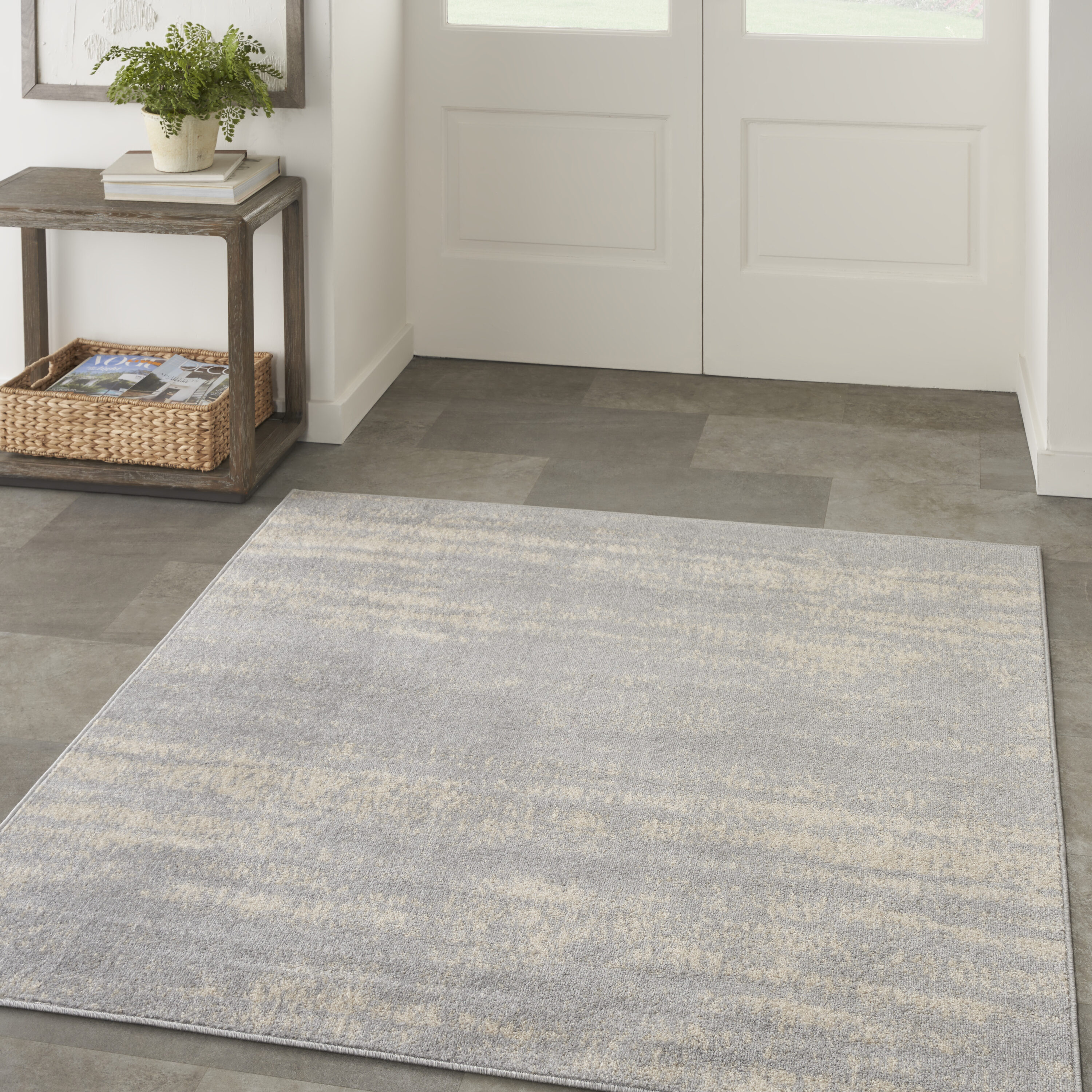Nourison 099446149176 Essentials 5 x 5 (ft) Loomed Polypropylene Grey/Beige Square Indoor/Outdoor Abstract Mid-Century Modern Area rug