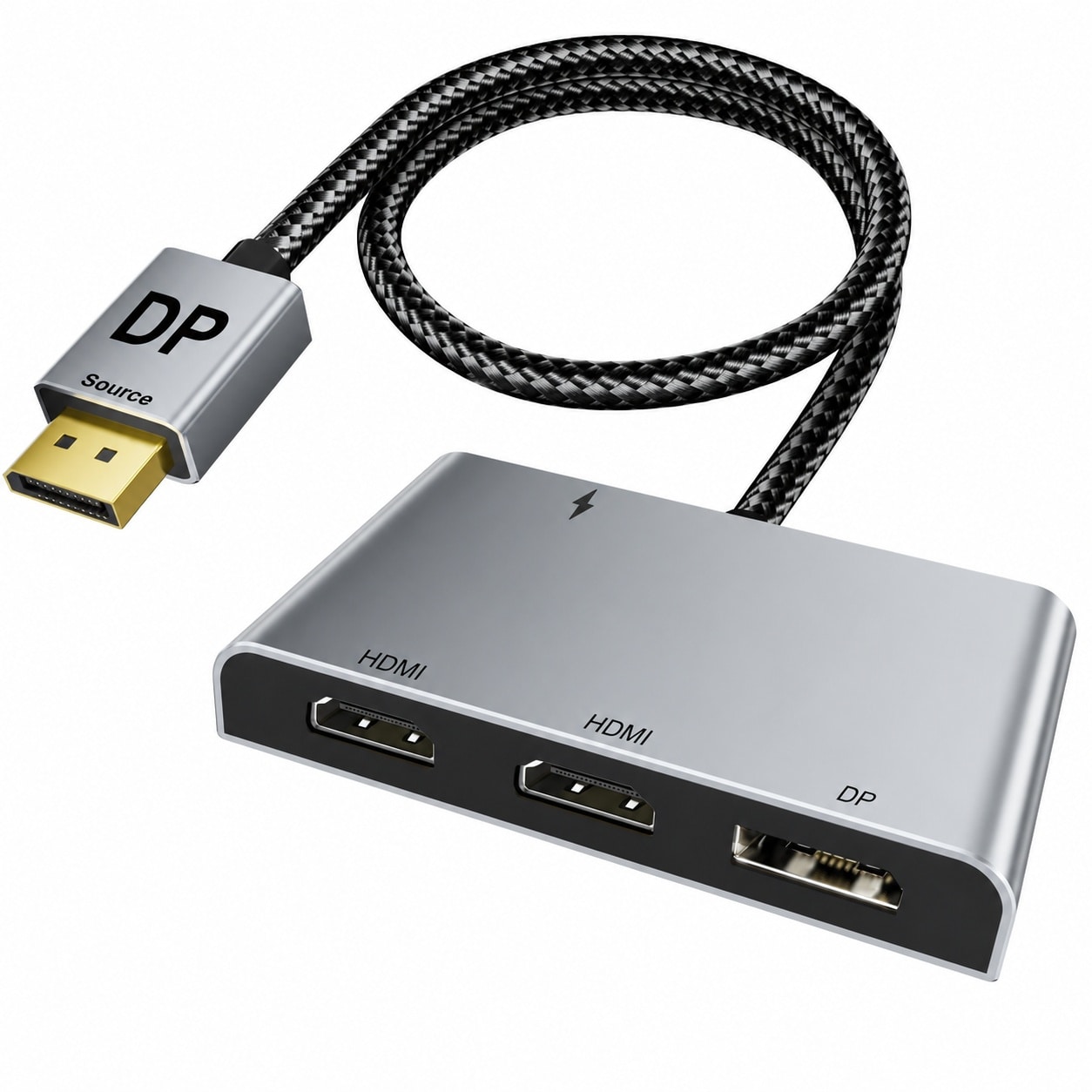 JVFCXXV  DisplayPort to Dual HDMI Adapter 4K at 60Hz Extended Display 1 in 3 Out MST Hub for Multiple Monitors Compatible with PC NVIDIA AMD